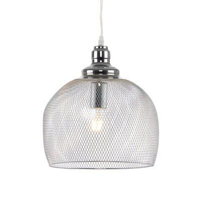 Solent Cage Chrome effect LED Pendant ceiling light, (Dia)280mm