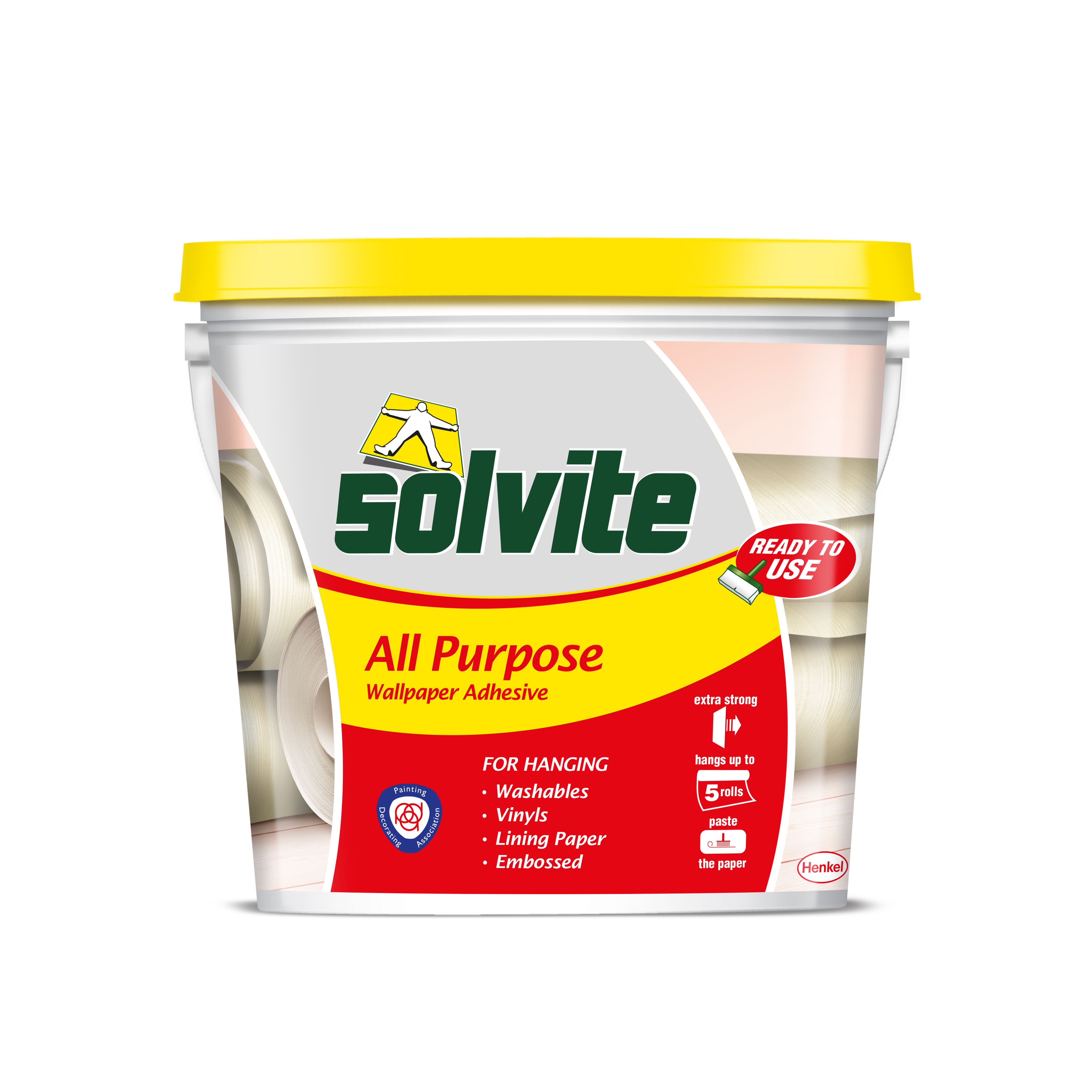 Solvite All Purpose Ready Mixed Wallpaper Adhesive 4.5kg - 5 Rolls ...