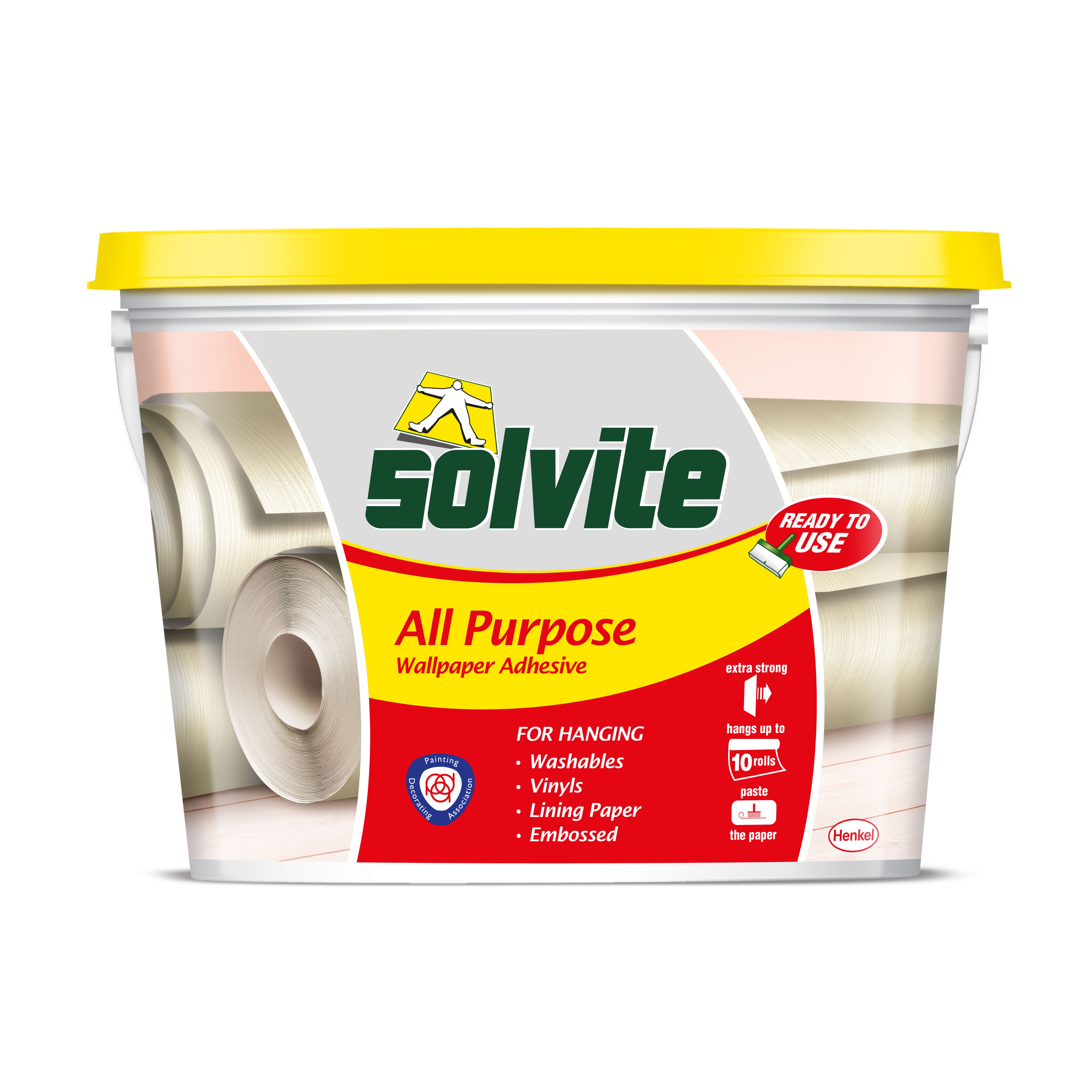 Solvite All purpose Ready mixed Wallpaper Adhesive 9kg 10 rolls DIY at B&Q