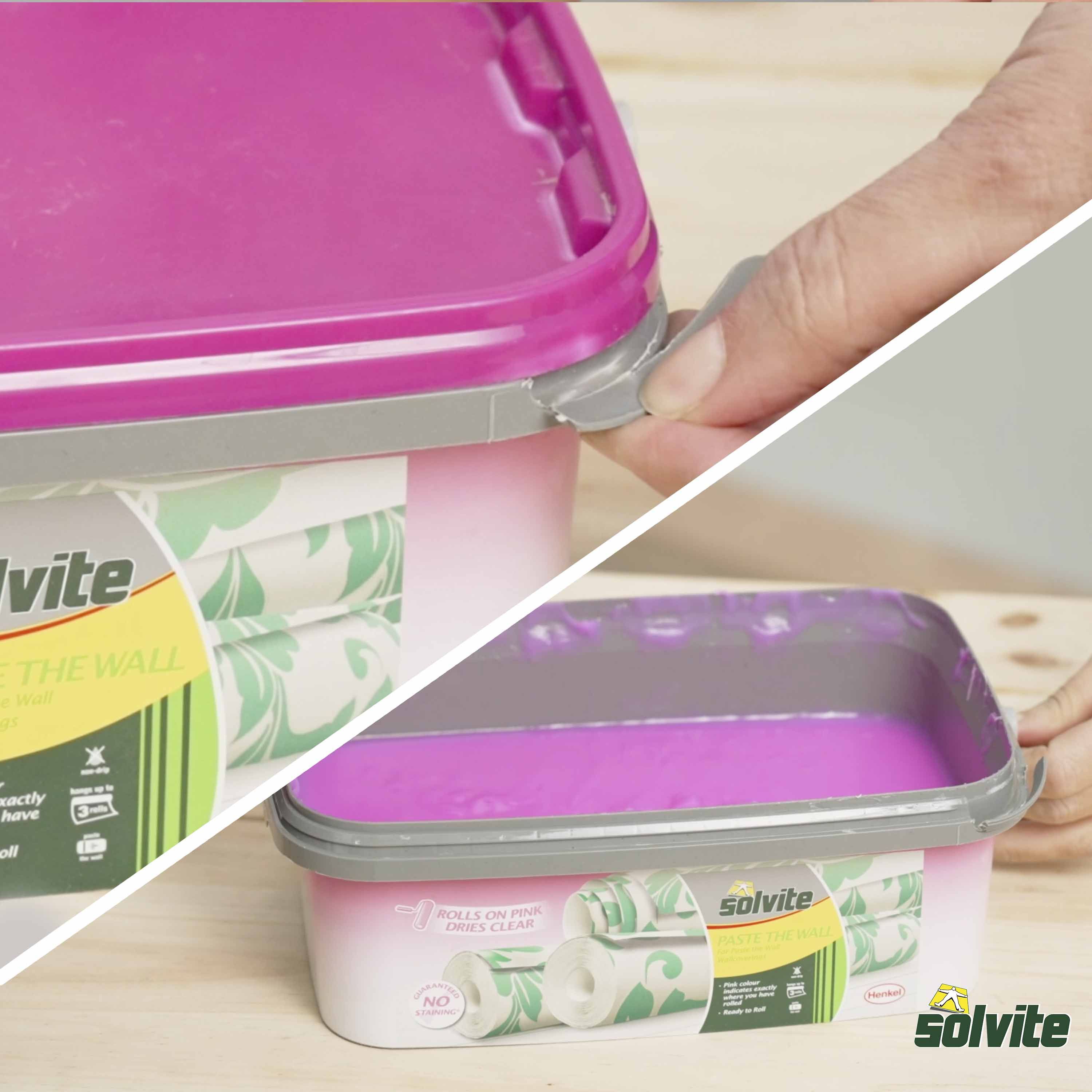 Solvite Paste the Wall Wallpaper Adhesive, Ready-Mixed, Pink, Dries Clear,  3-Roll Bucket 