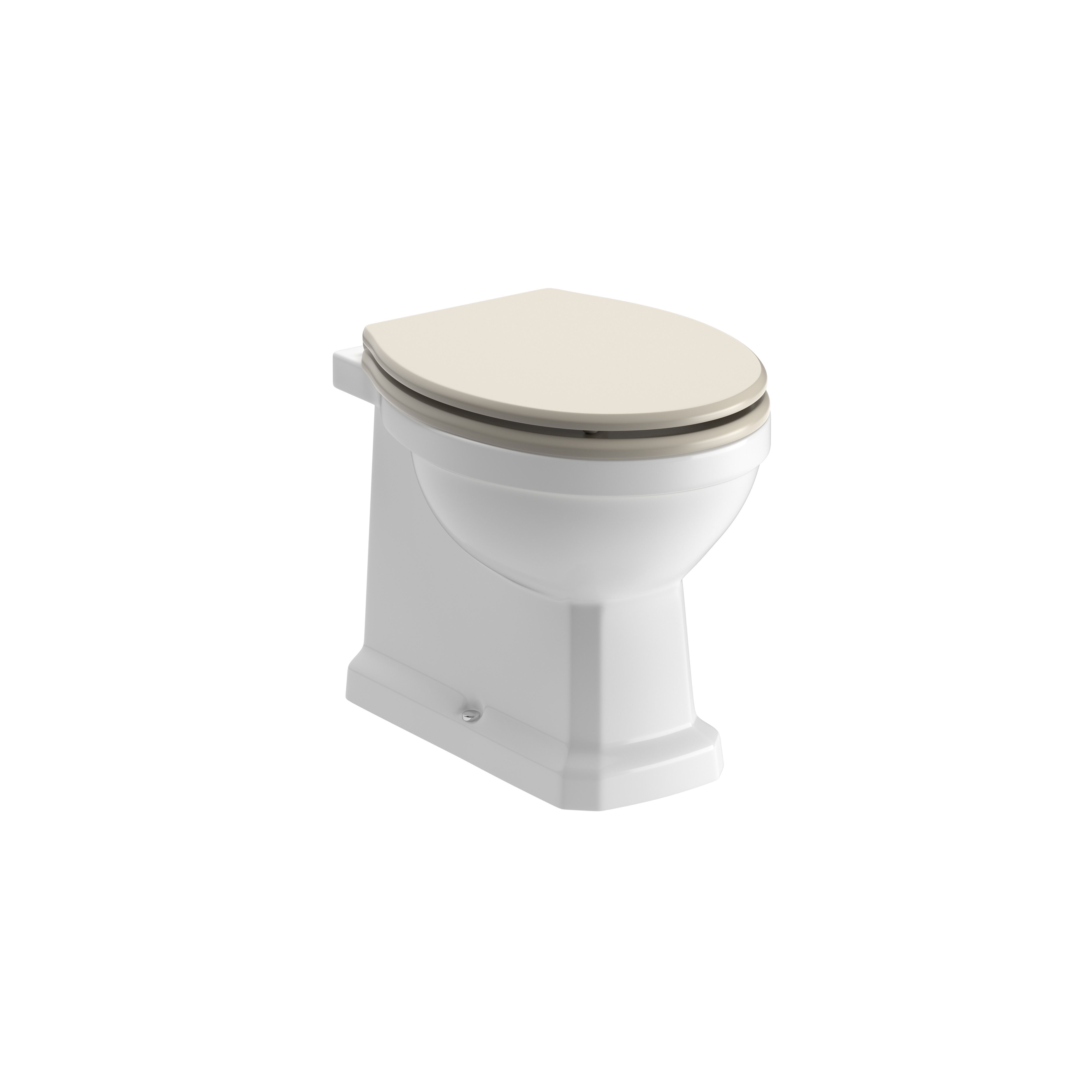 Somerton White Boxed rim Back to wall Toilet pan with Latte beige Soft close seat