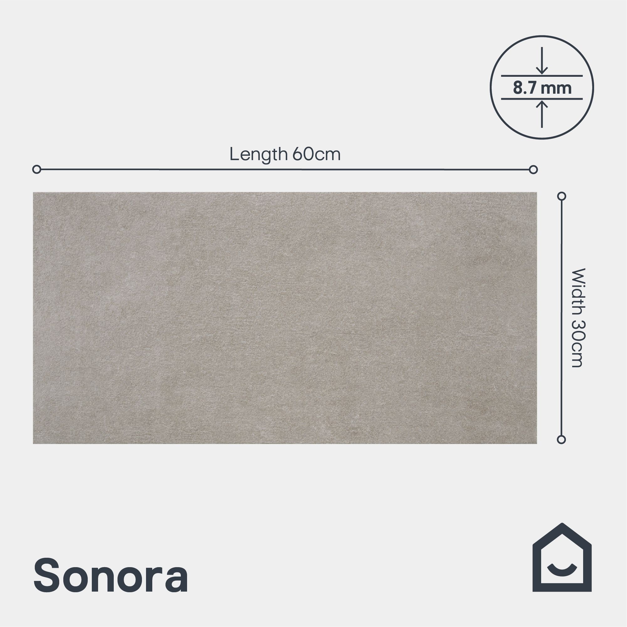 Sonora Grey Matt Concrete effect Textured Porcelain Indoor Wall & floor Tile, Pack of 7, (L)600mm (W)300mm
