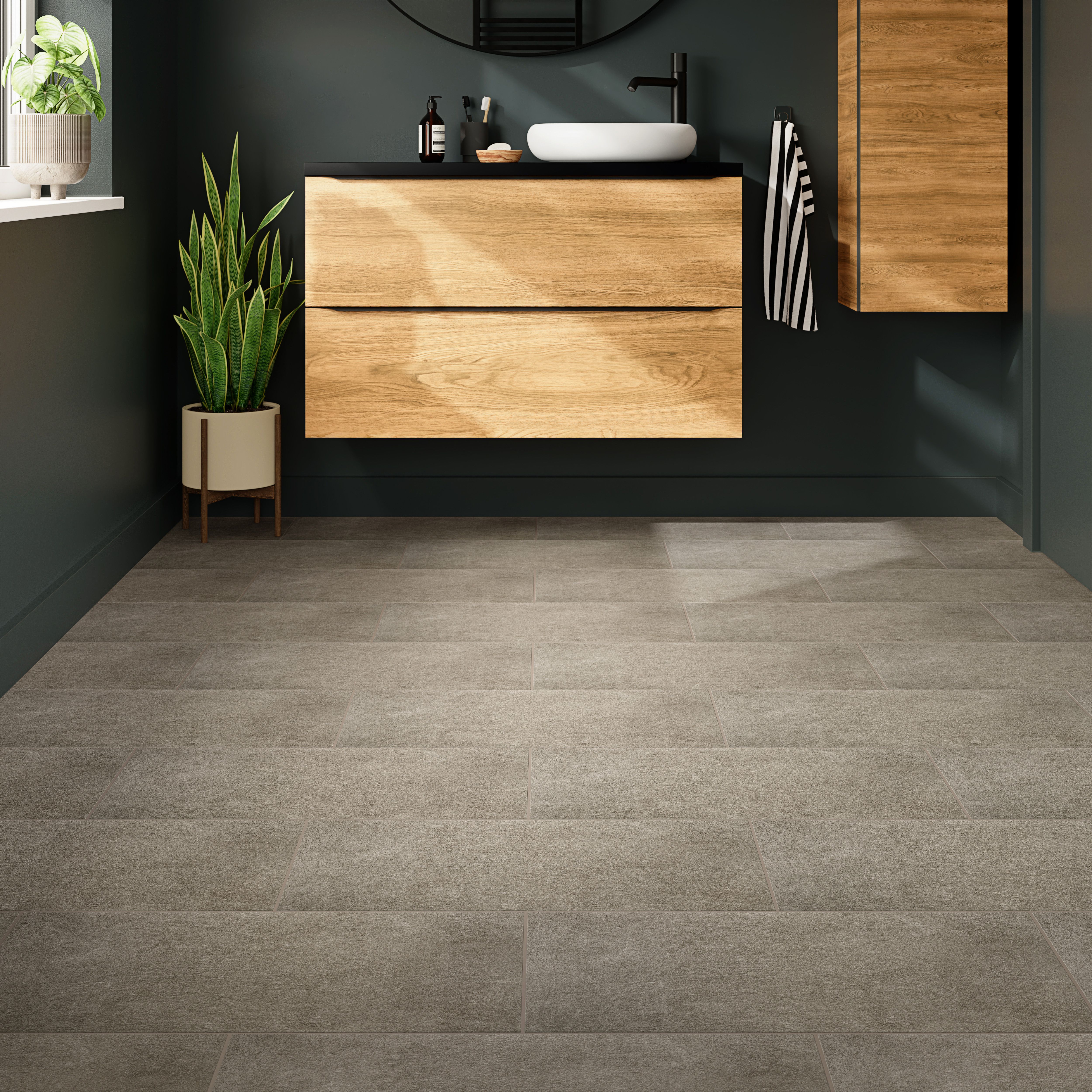 Sonora Grey Matt Concrete effect Textured Porcelain Indoor Wall & floor Tile, Pack of 7, (L)600mm (W)300mm