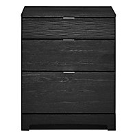 Sophia Black 3 Drawer Chest of drawers (H)740mm (W)600mm (D)450mm