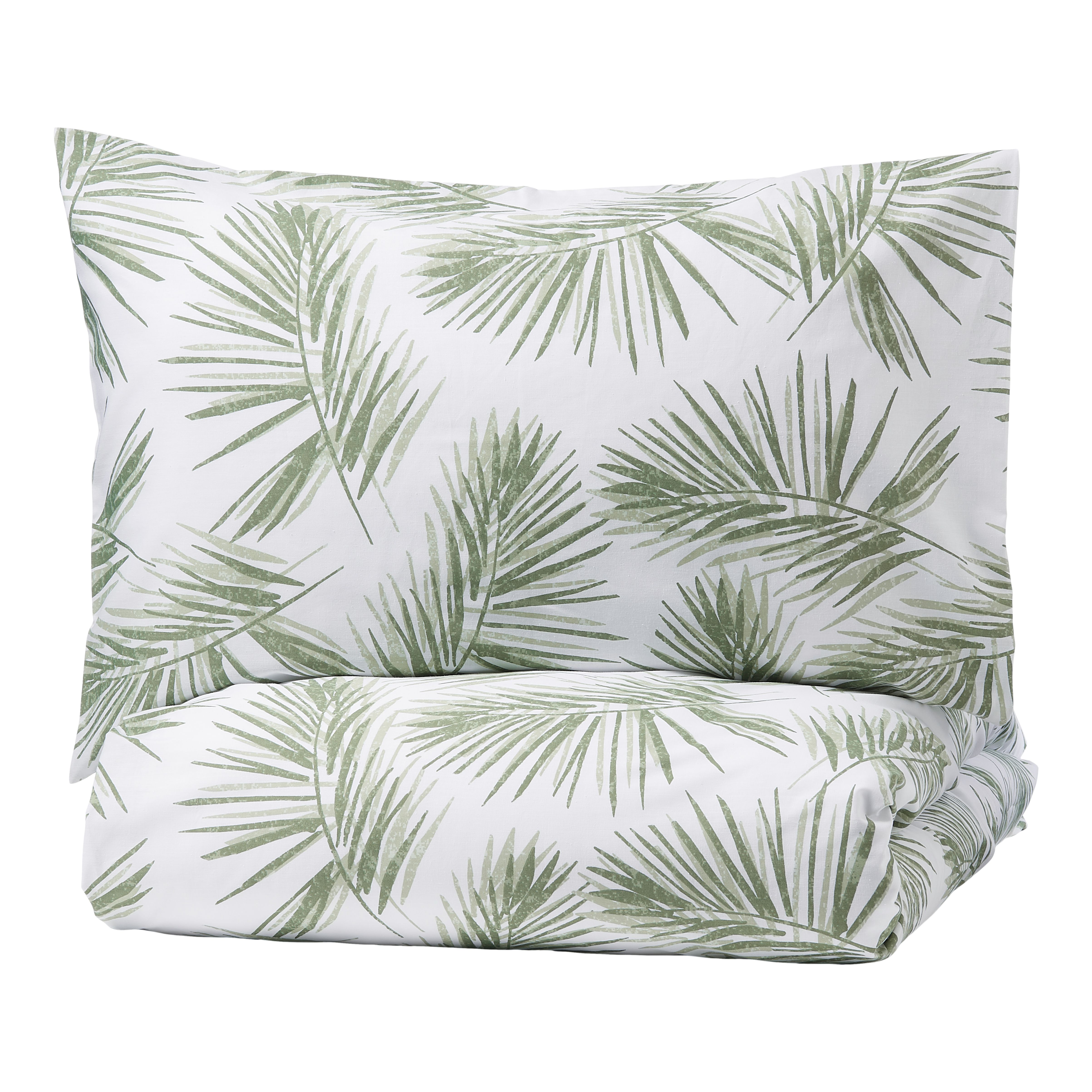 Sophia Leaves Green & white Double Duvet cover & pillow case set
