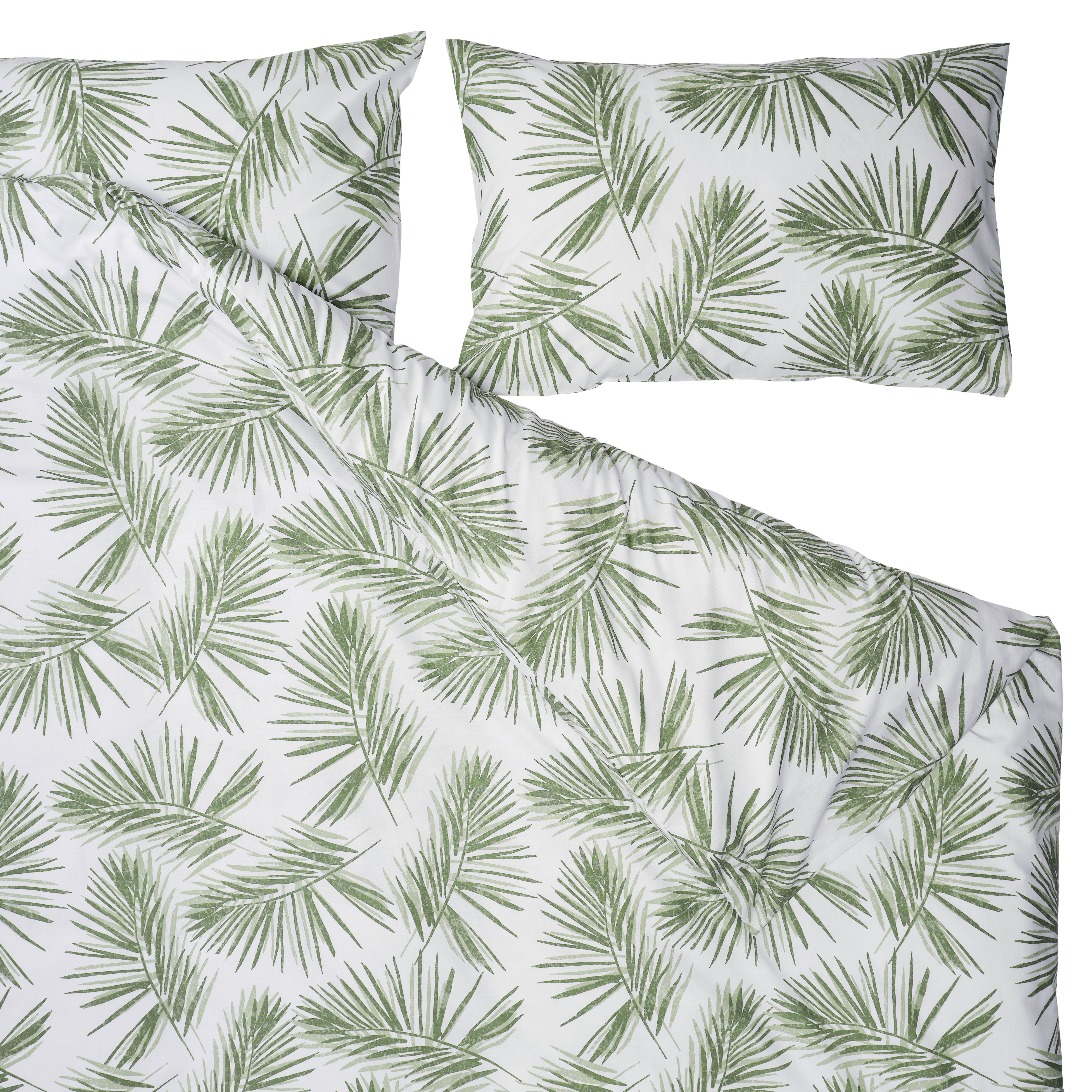 Sophia Leaves Green & white Double Duvet cover & pillow case set