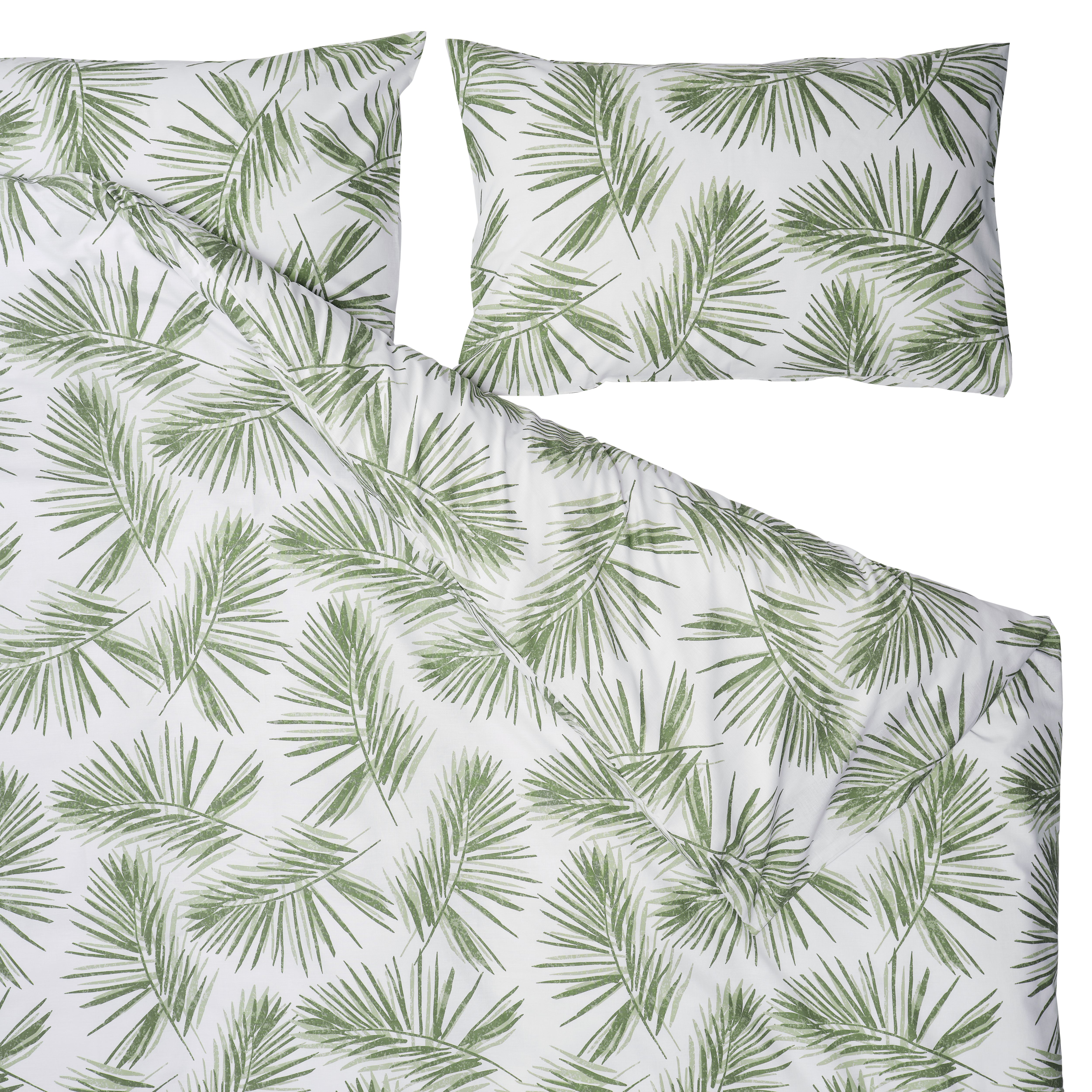 Sophia Leaves Green & white King Duvet cover & pillow case set