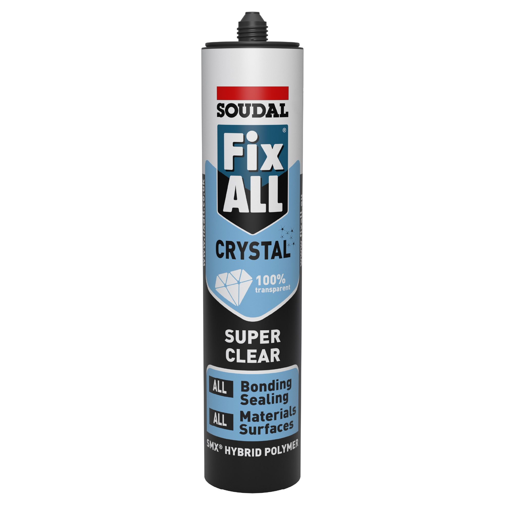 Soudal Fix ALL Crystal Anti-Mould Clear Waterproof Grab adhesive & sealant, Volume 290ml