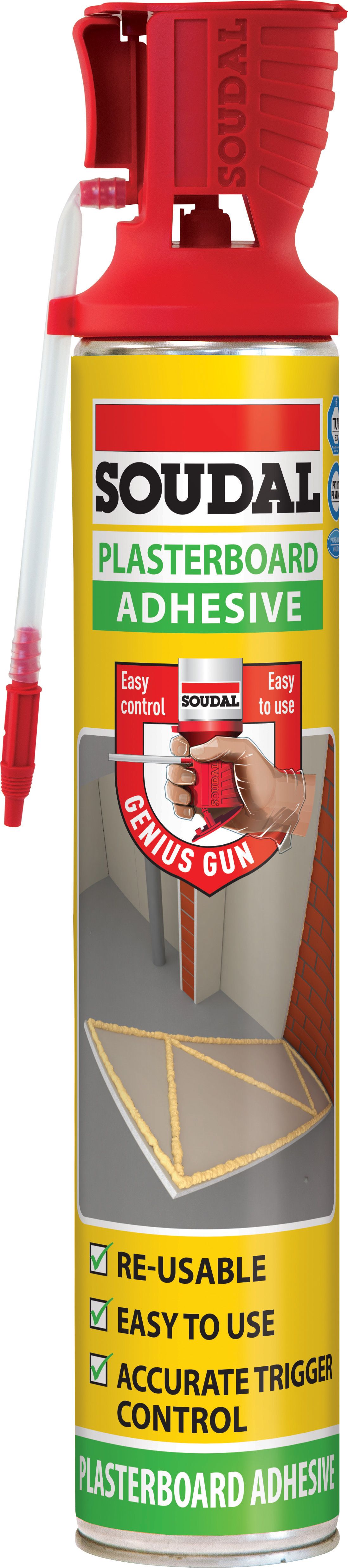 Product image for Soudal Genius Gun Plasterboard Adhesive Foam 750ml