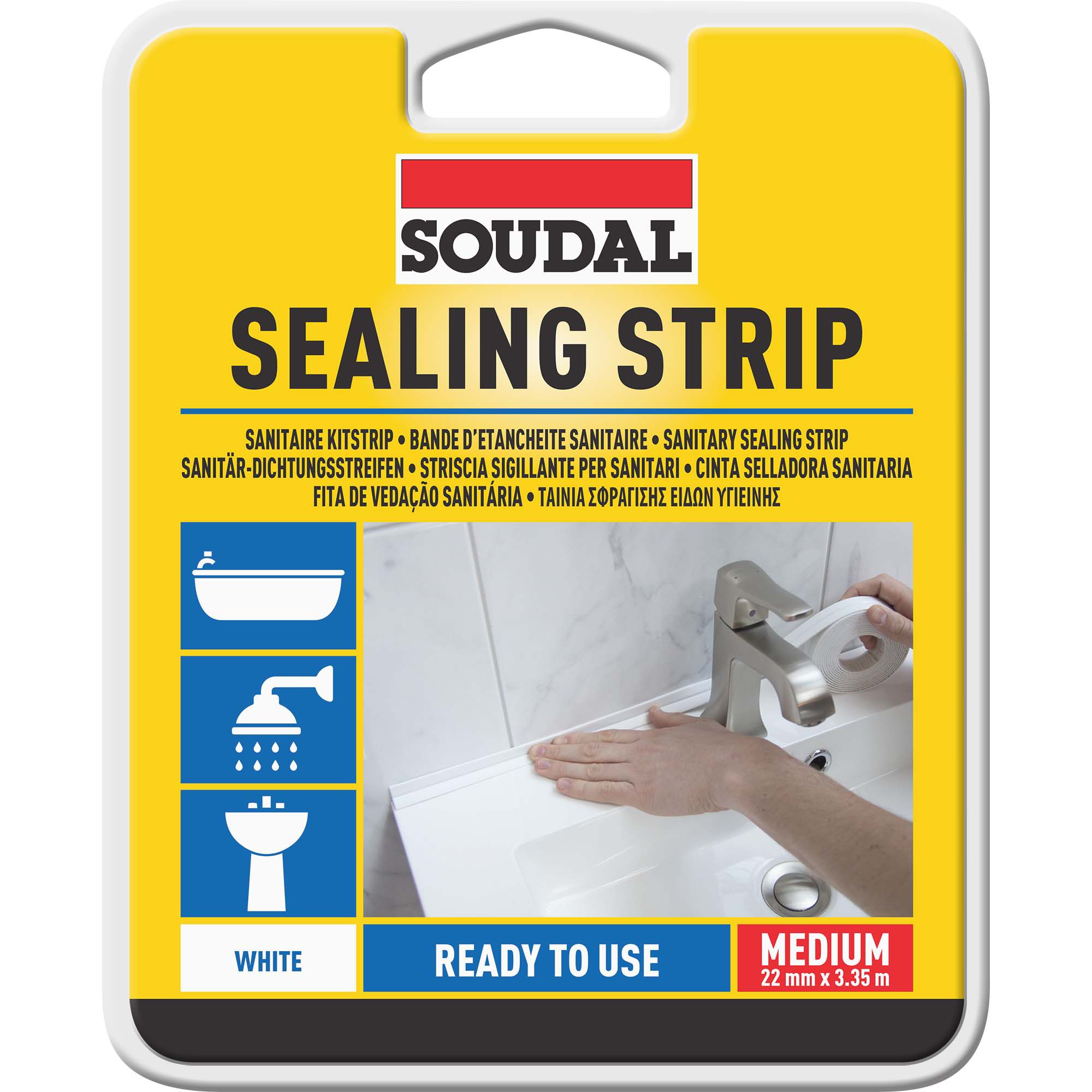 Soudal Rectangular White Sealant strip (L)3.35m (T)22mm
