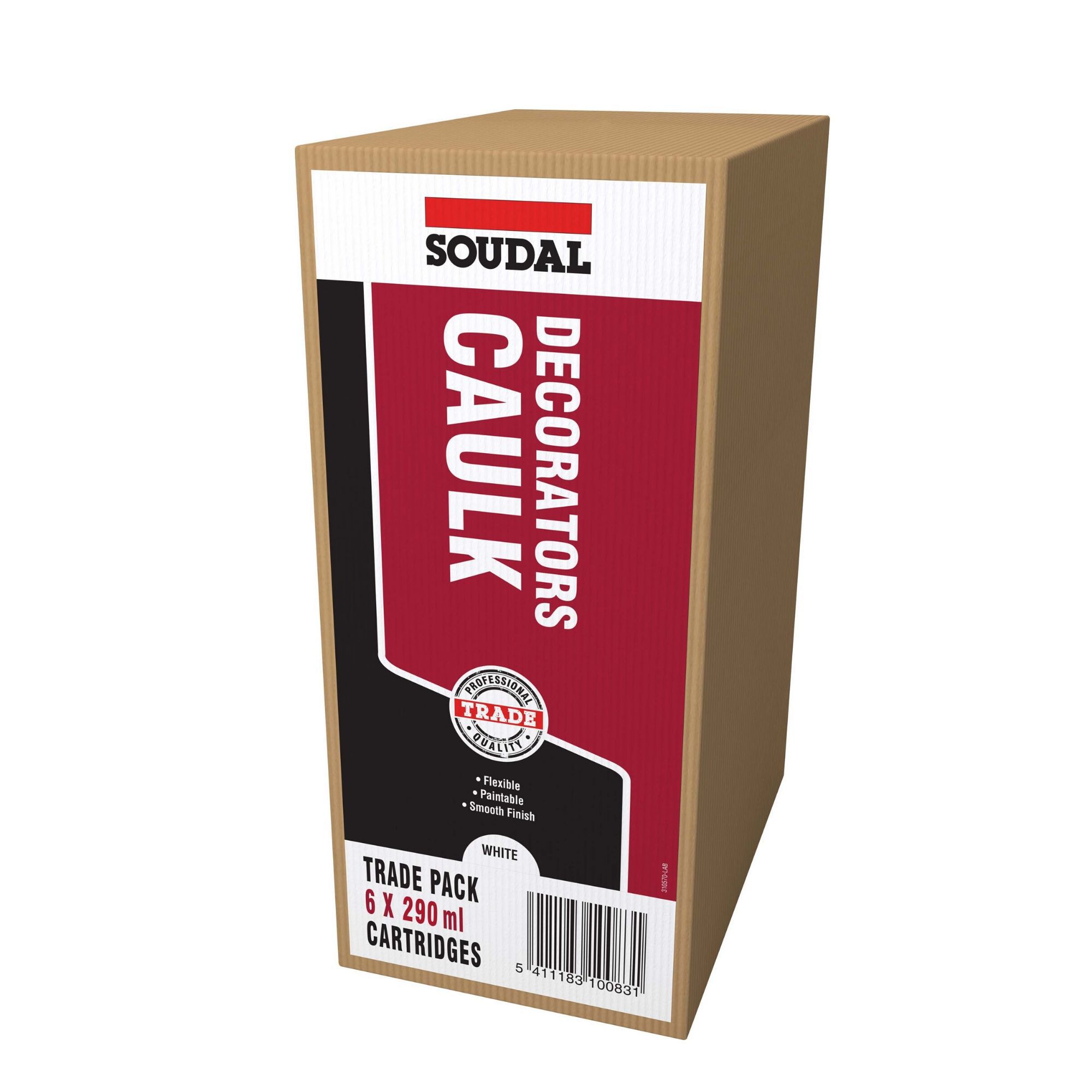 Soudal Trade Pack White Decorators caulk 290ml, Pack of 6