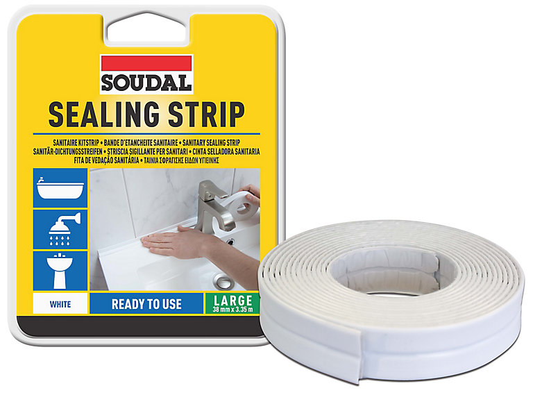 Soudal White Sealant Strip L 3 35m T 38mm Diy At B Q - How To Strip Bathroom Sealant