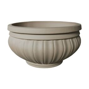 Southern patio Bantry Beige Stone effect Terracotta Lined Round Plant pot (Dia)54cm