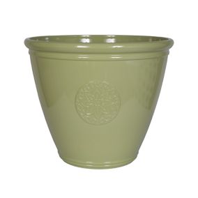 Southern patio Sullivan Green Polypropylene (PP) & polystyrene (PS) Motif emblem Round Plant pot (Dia)40.2cm