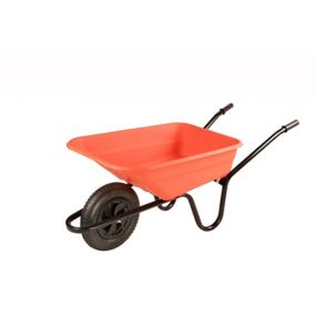 Sovereign Orange Metal & polypropylene (PP) 90L Heavy duty Pneumatic Wheelbarrow, 11kg