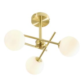 Spa Avalon Brushed Satin Steel satin brass effect 3 Lamp LED Bathroom ceiling light