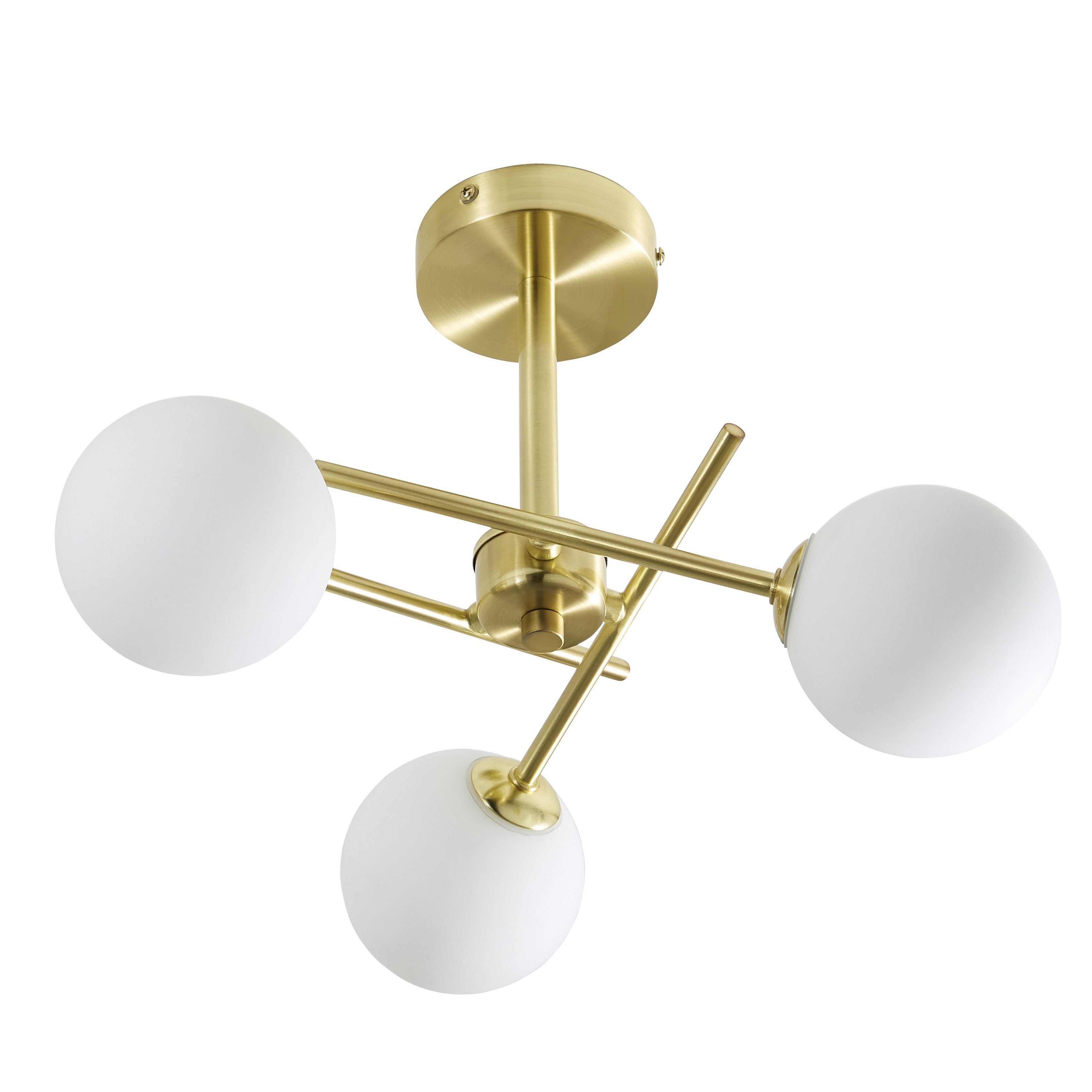 Spa Avalon Brushed Satin Steel satin brass effect 3 Lamp LED Bathroom ceiling light