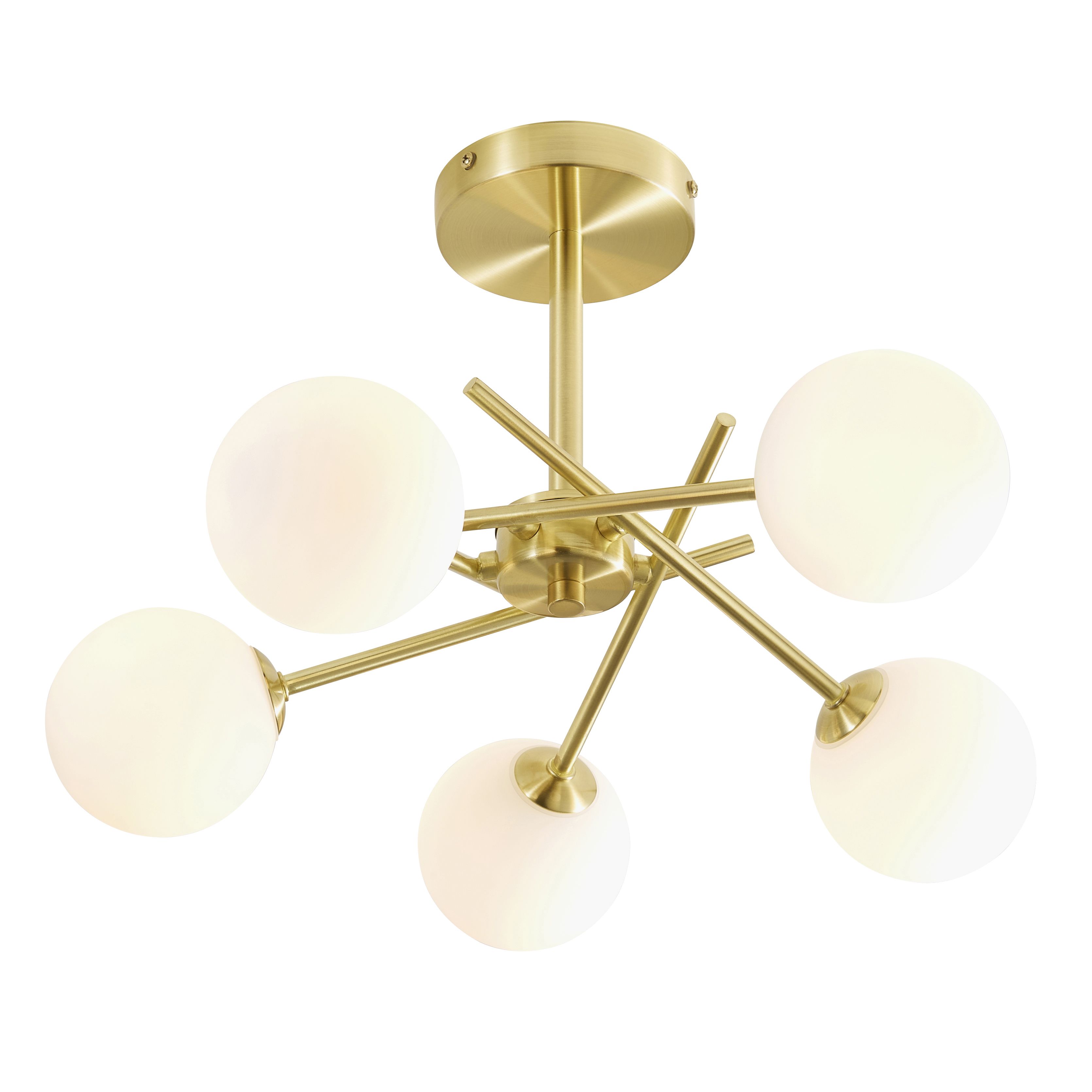 Spa Avalon Brushed Satin Steel satin brass effect 5 Lamp LED Bathroom ceiling light