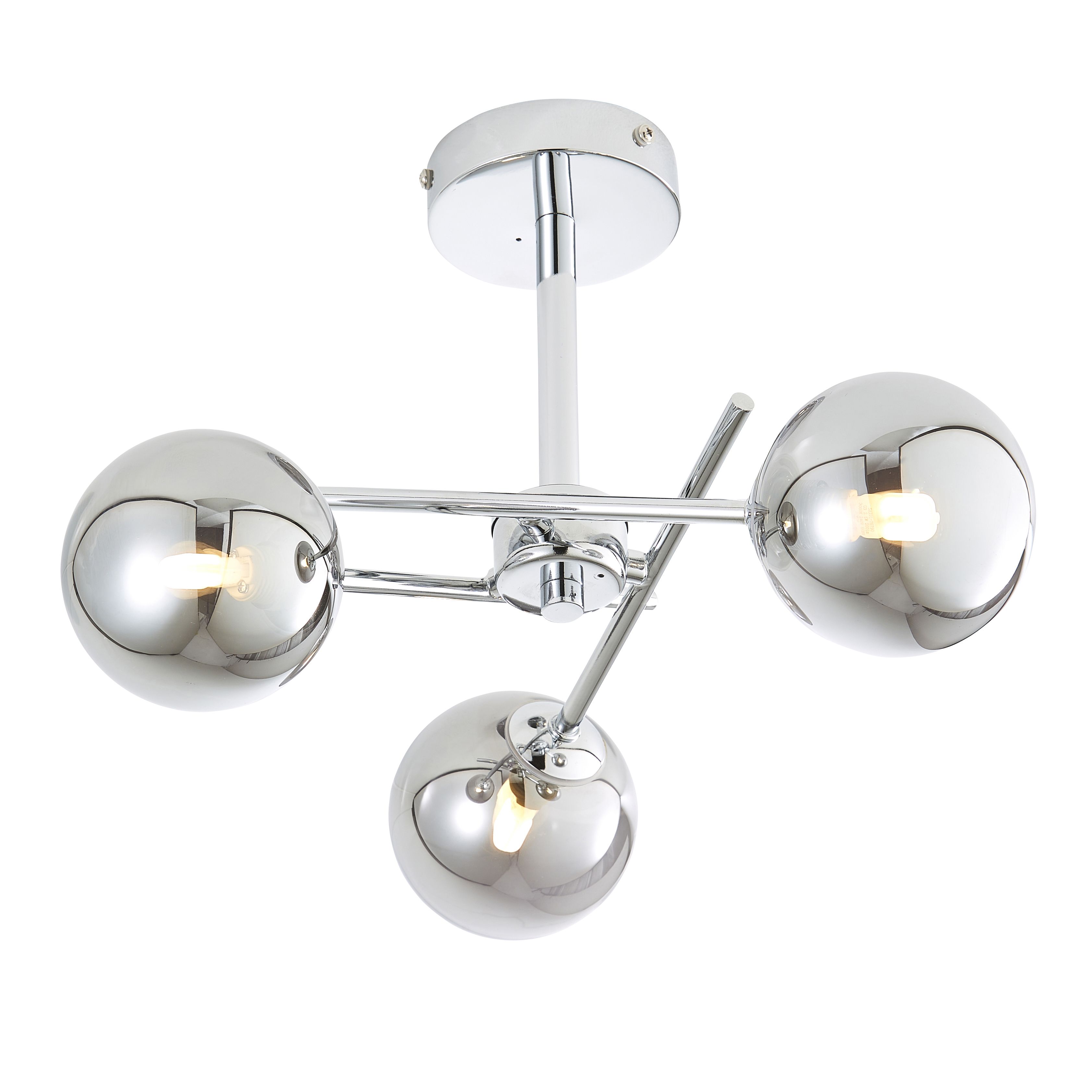 Spa Avalon Steel Chrome effect 3 Lamp LED Bathroom ceiling light