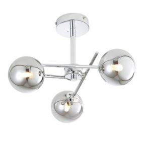 Spa Avalon Steel Chrome effect 3 Lamp LED Bathroom ceiling light