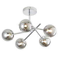 Spa Avalon Steel Chrome effect 5 Lamp LED Bathroom ceiling light