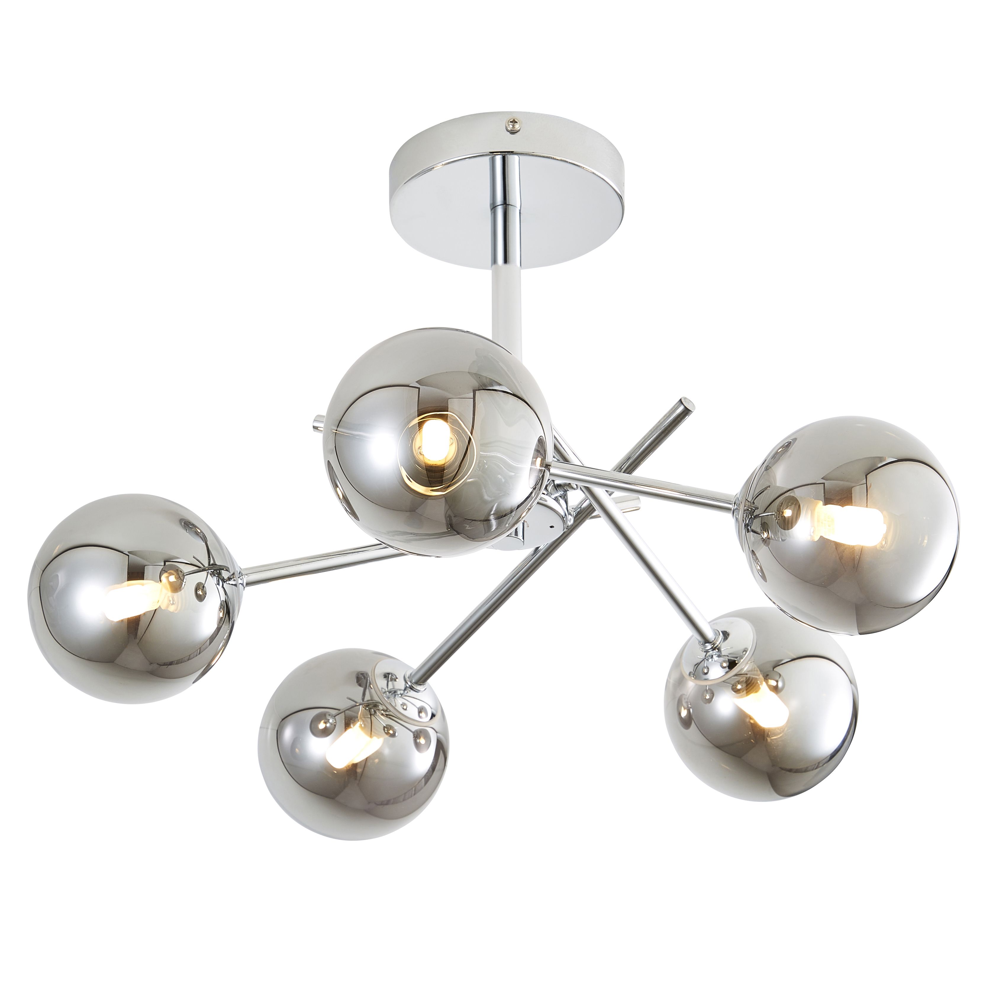 Spa Avalon Steel Chrome effect 5 Lamp LED Bathroom ceiling light