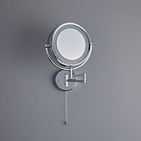 Spa Jenolan Silver effect Round Wall-mounted Bathroom Illuminated Extending mirror (H)19cm (W)19cm