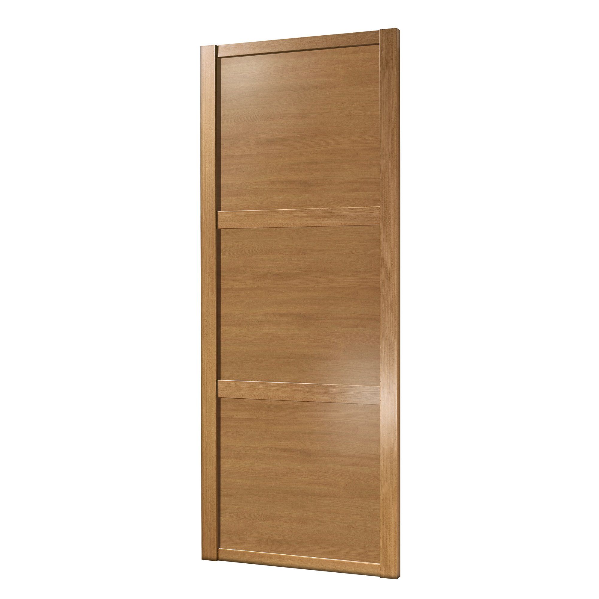 Spacepro 3 Panel Natural oak effect Sliding wardrobe door (H)2220mm (W)762mm