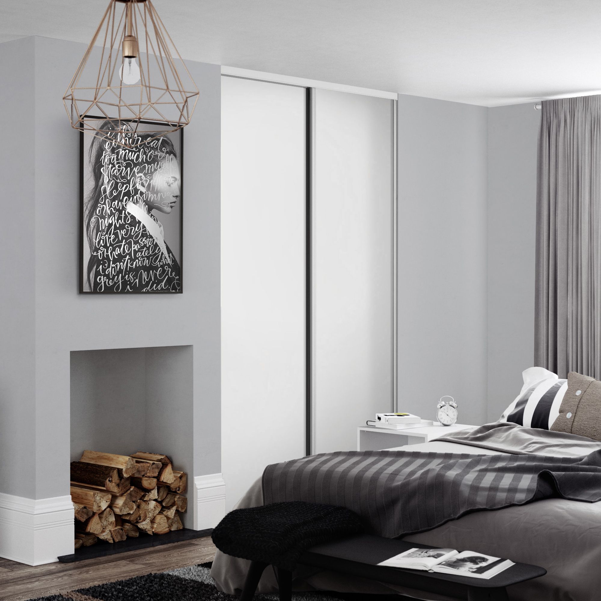 Spacepro Basic 1 Panel Matt white Sliding wardrobe door Set of 2 (H)2220mm (W)1201mm