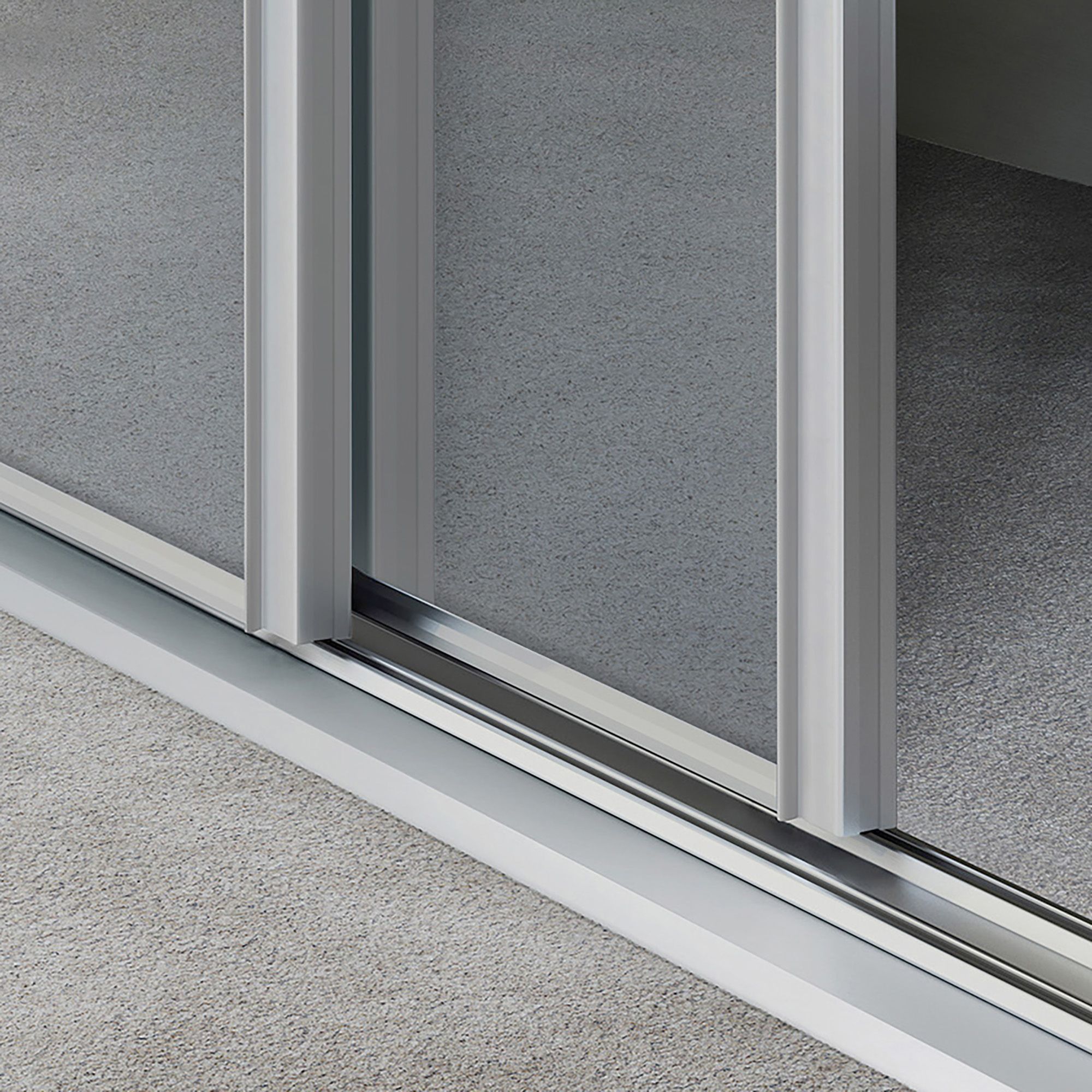 Spacepro Basic 1 Panel Mirrored White framed Sliding wardrobe door Pack of 1 (H)2220mm (W)1201mm
