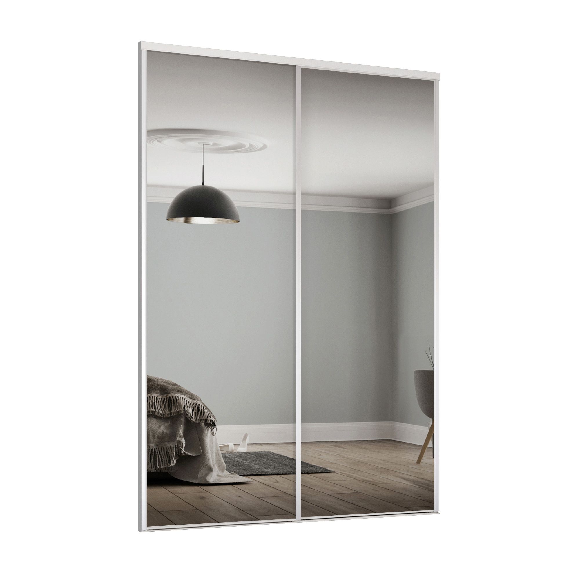 Spacepro Basic 1 Panel Mirrored White framed Sliding wardrobe door Pack of 1 (H)2220mm (W)1828mm