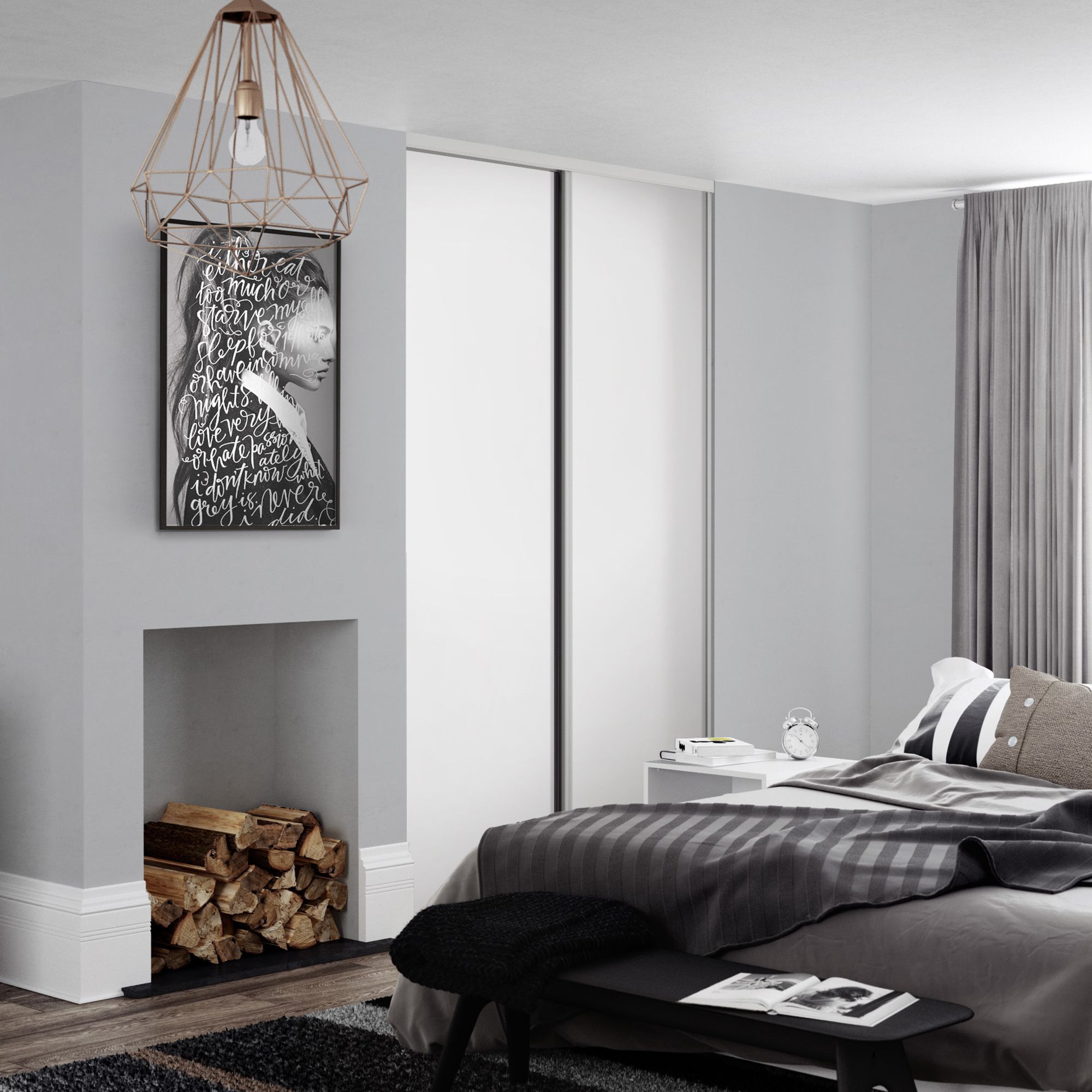 Spacepro Classic Matt white Sliding wardrobe door (H)2220mm (W)914mm