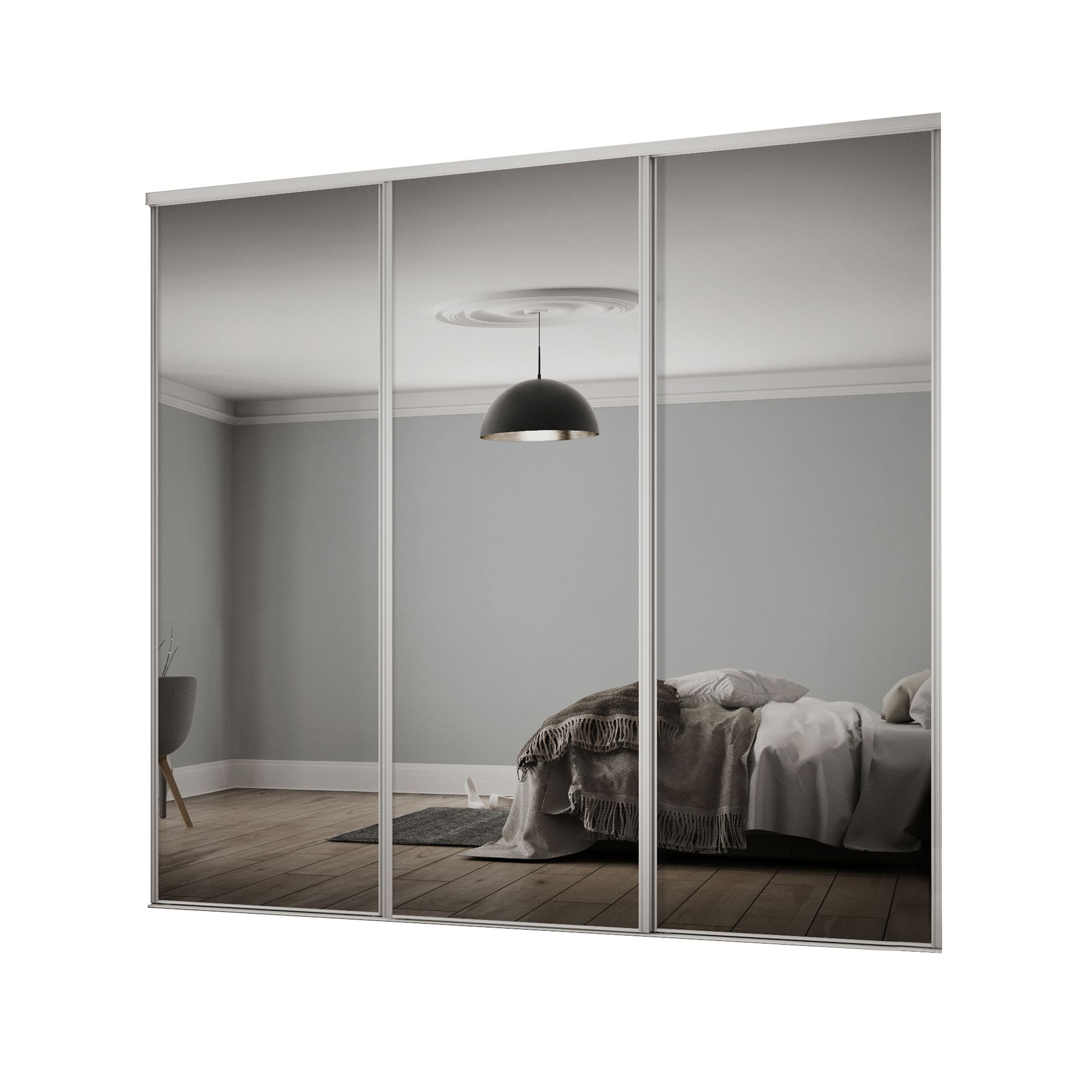 Spacepro Classic Mirrored 3 door Sliding Wardrobe Door kit (H)2220mm (W)2672mm