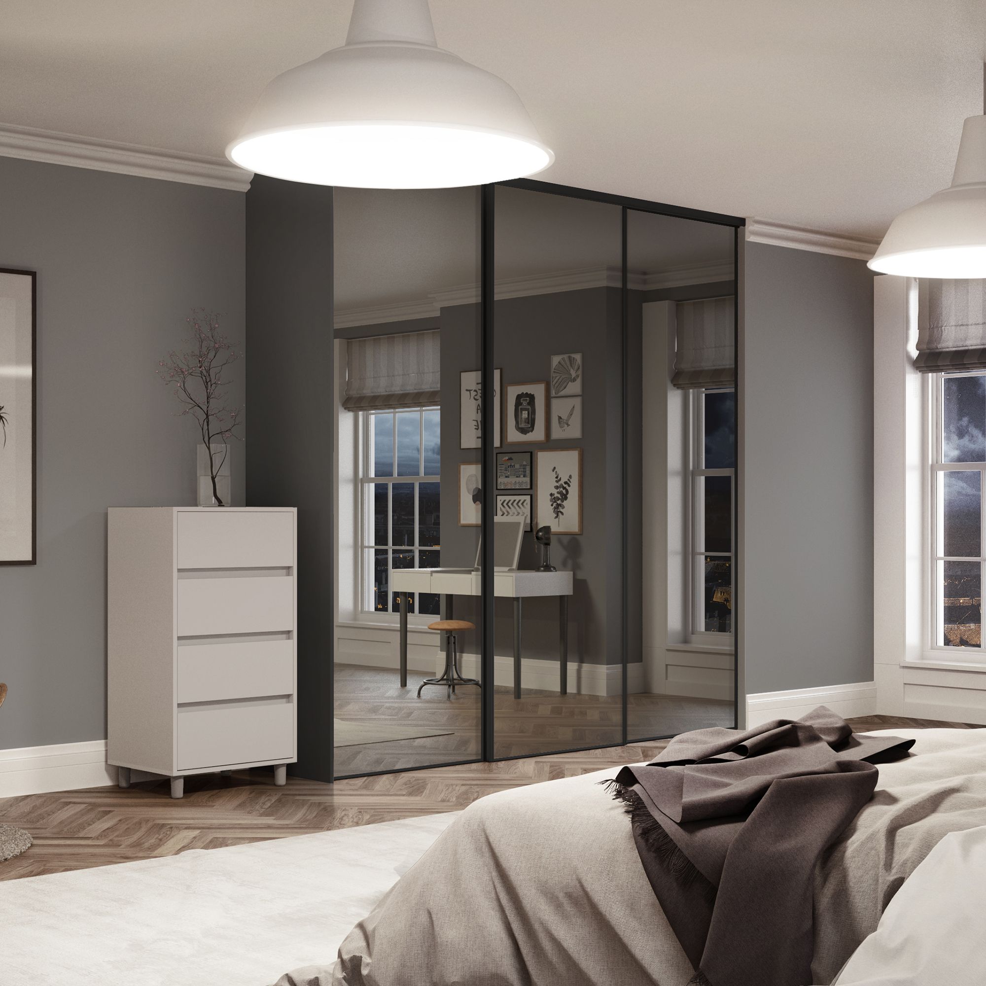 Spacepro Classic Mirrored 3 Sliding Wardrobe Door kit (H)2220mm (W)2216mm