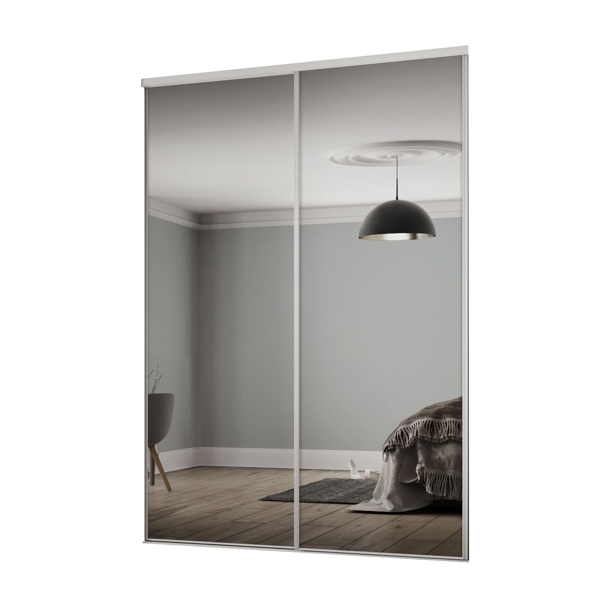Spacepro Classic Mirrored Mirror 2 door Sliding Wardrobe Door kit (H)2260mm (W)1489mm