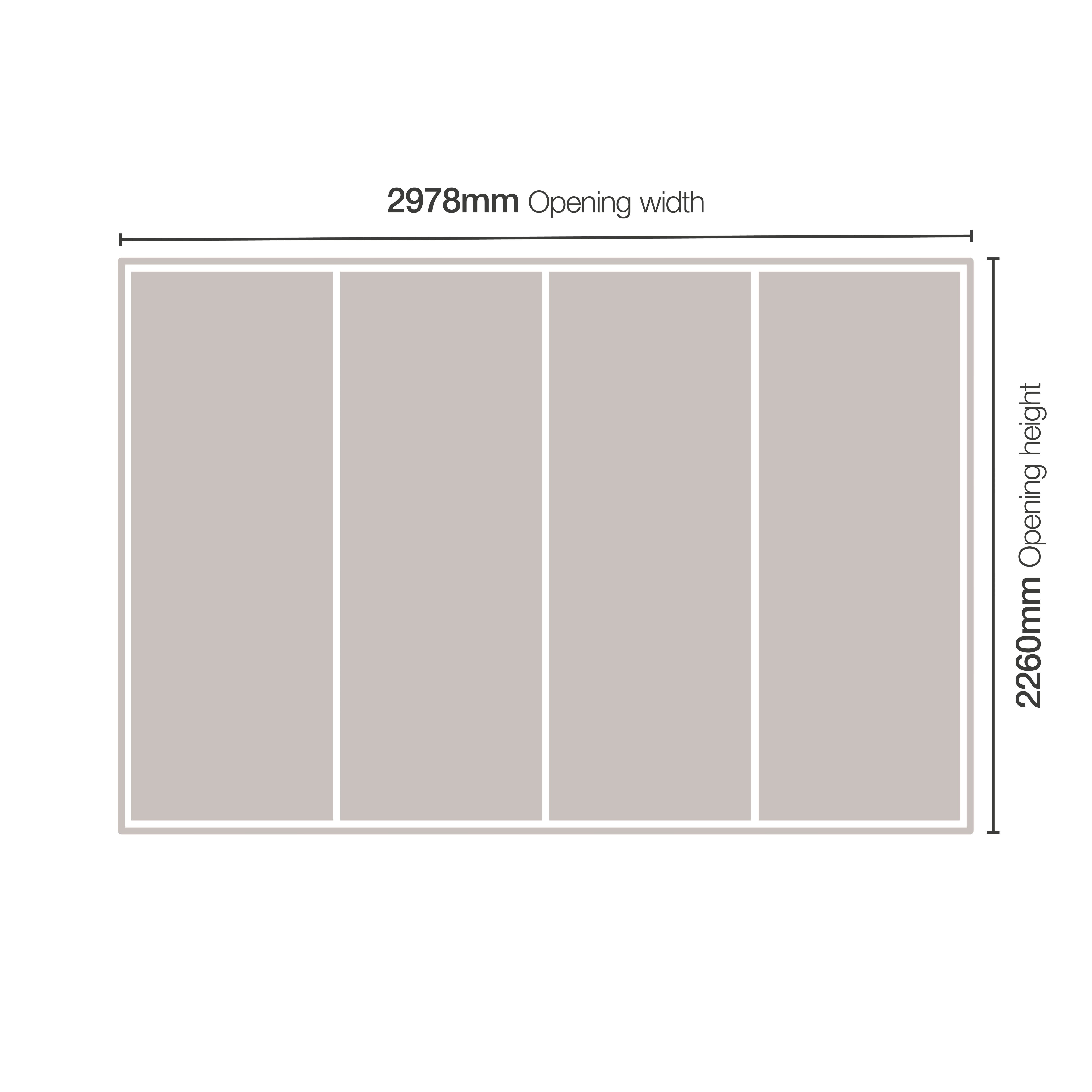 Spacepro Classic Mirrored White 4 door Sliding Wardrobe Door kit (H)2220mm (W)2978mm