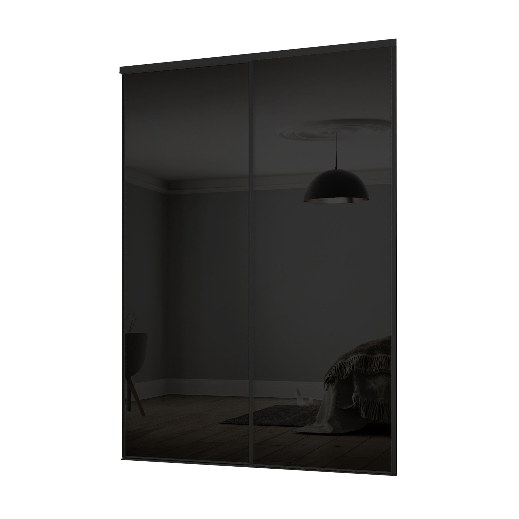 Spacepro Classic Non-mirrored Black 2 Sliding Wardrobe Door kit (H)2220mm (W)1793mm