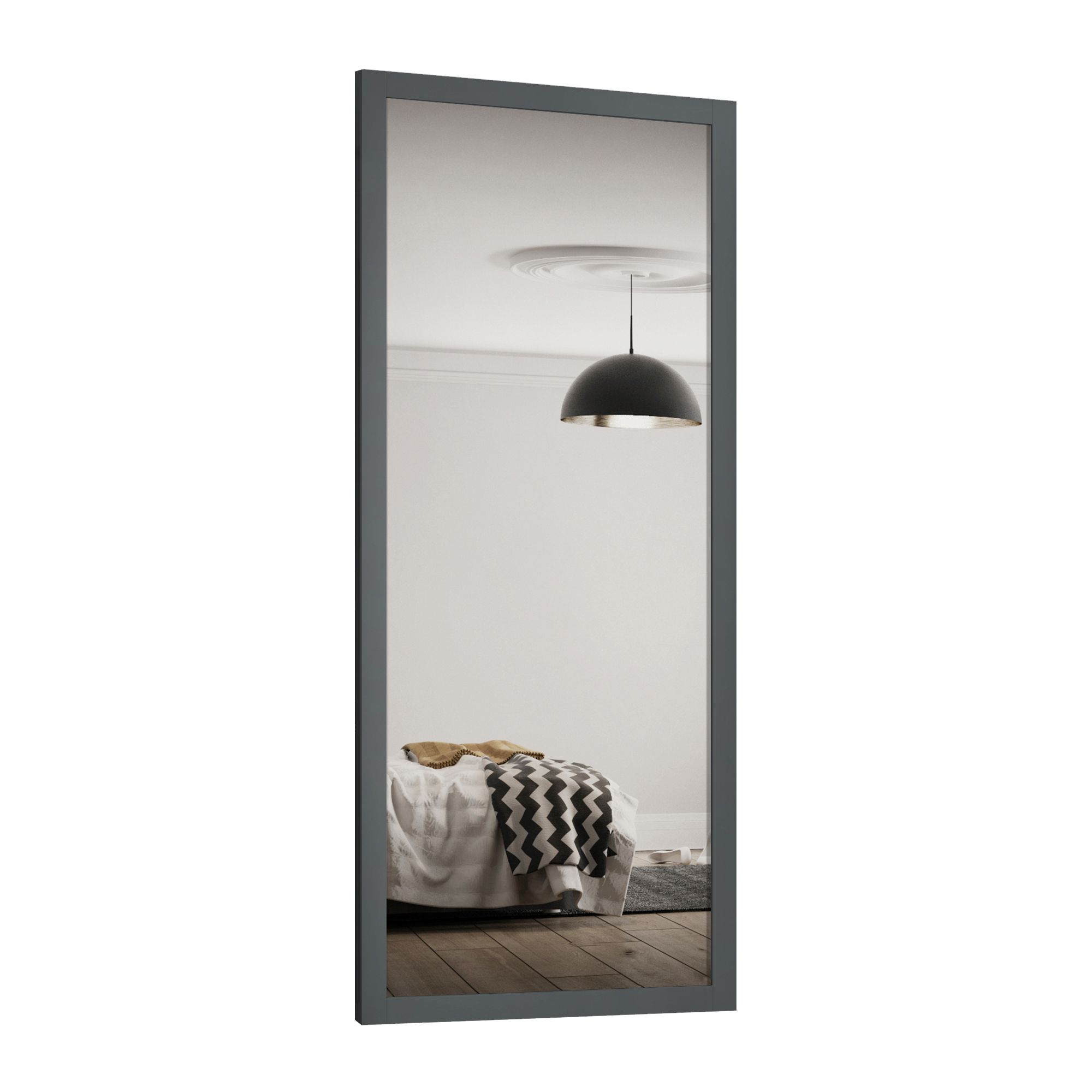 Spacepro Classic Panelled Dark Grey Single panel 1 mirror Sliding wardrobe door (H) 2220mm x (W) 762mm