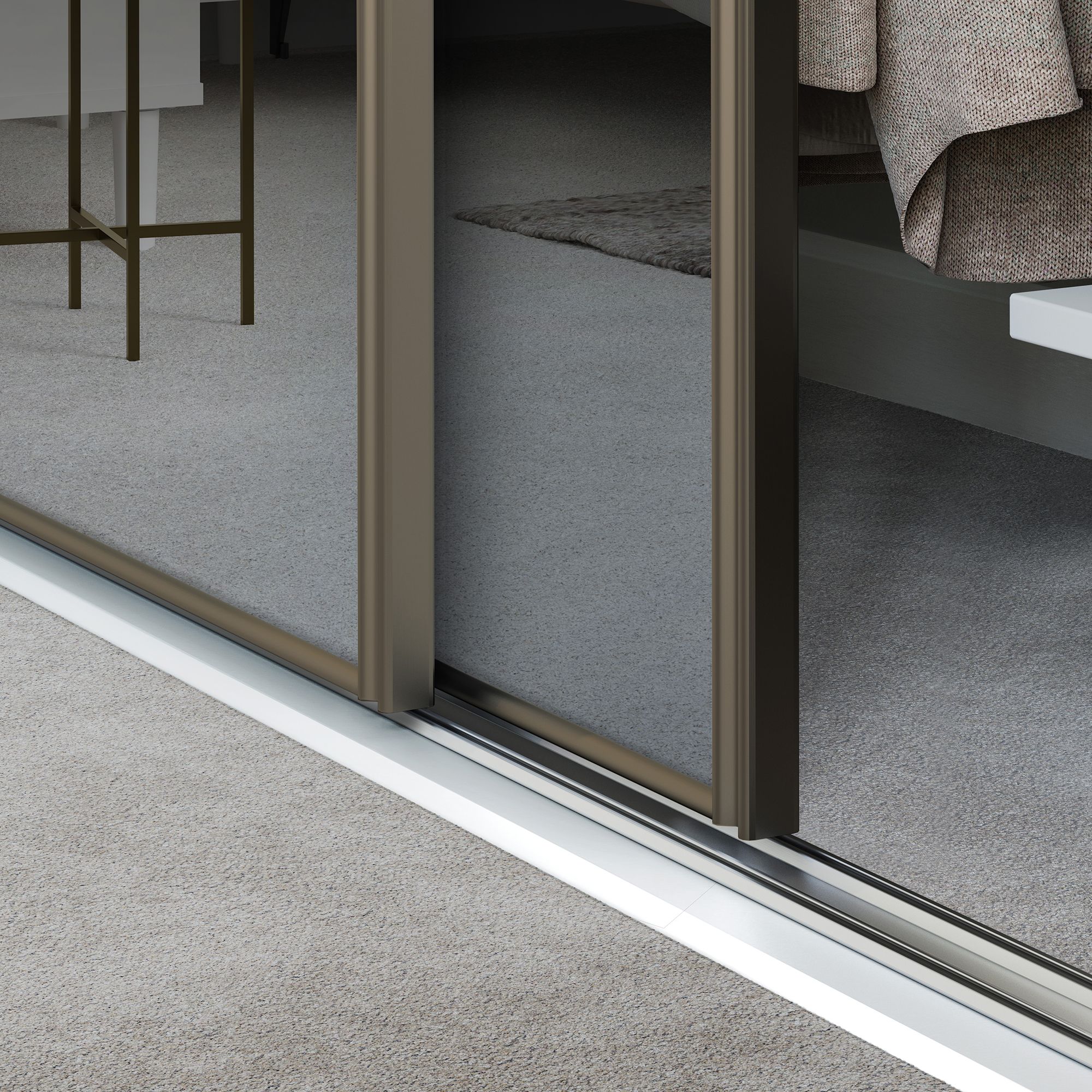 Spacepro Classic Panelled Mirrored Nickel 3 door Sliding Wardrobe Door kit (H)2220mm (W)1803mm
