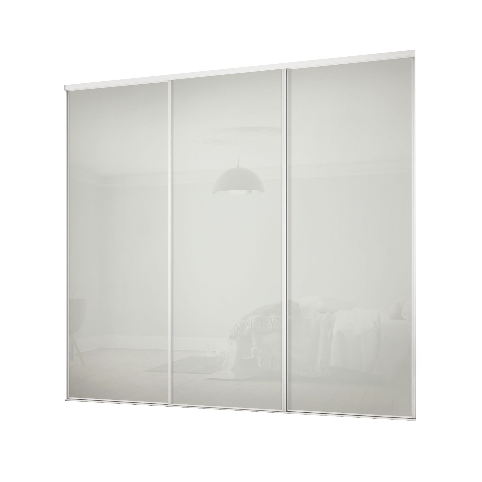 Spacepro Classic Shaker Non-mirrored Matt white 3 door Sliding Wardrobe Door kit (H)2220mm (W)2672mm