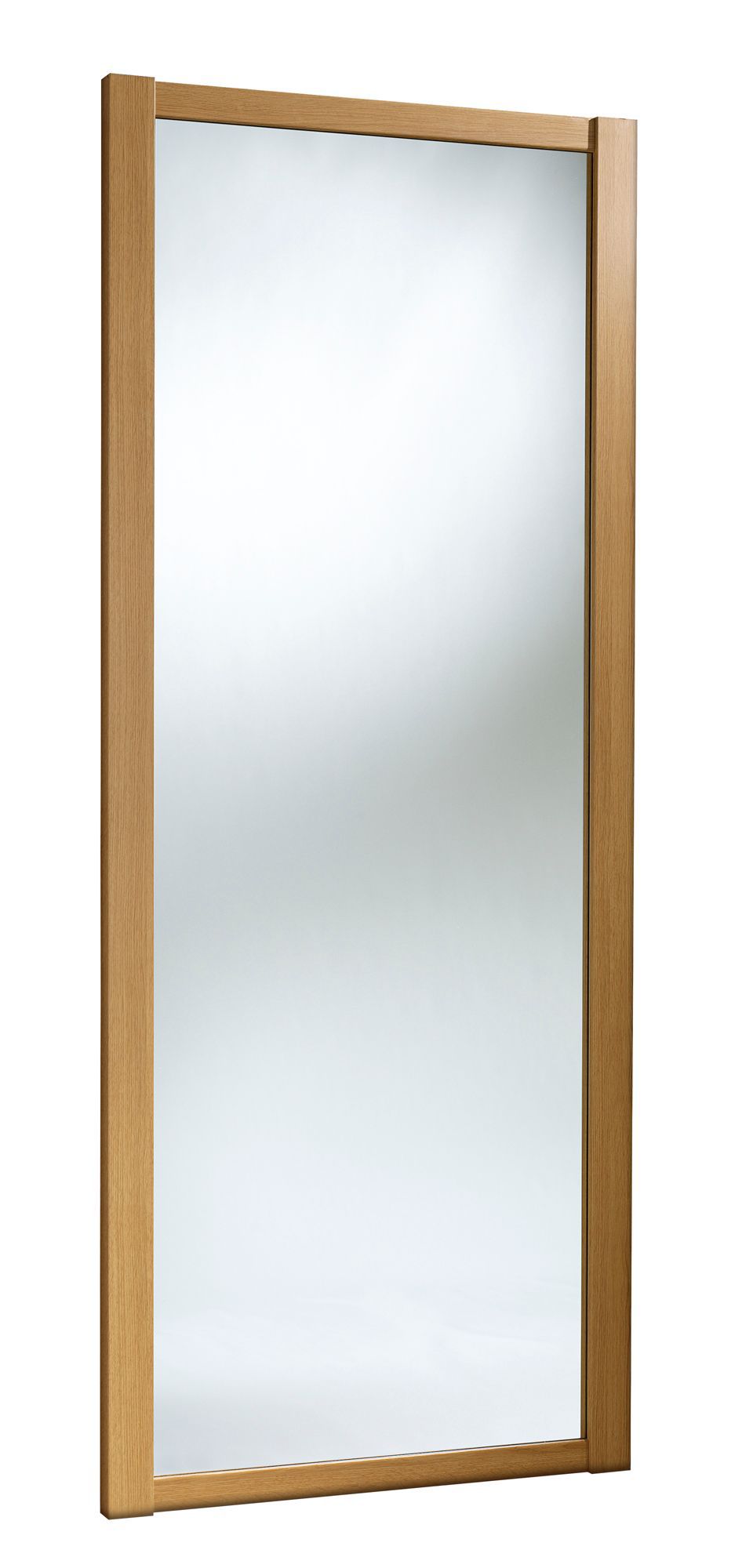 Spacepro Classic Shaker Oak effect Mirrored Sliding wardrobe door (H) 2220mm x (W) 914mm
