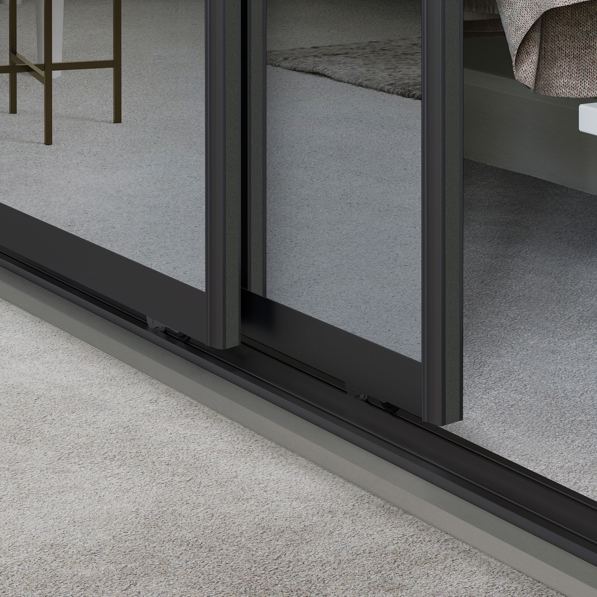 Spacepro Element Black frame 4 panel Mirrored Sliding wardrobe door, (H)2220mm (W) 914mm Set of 4