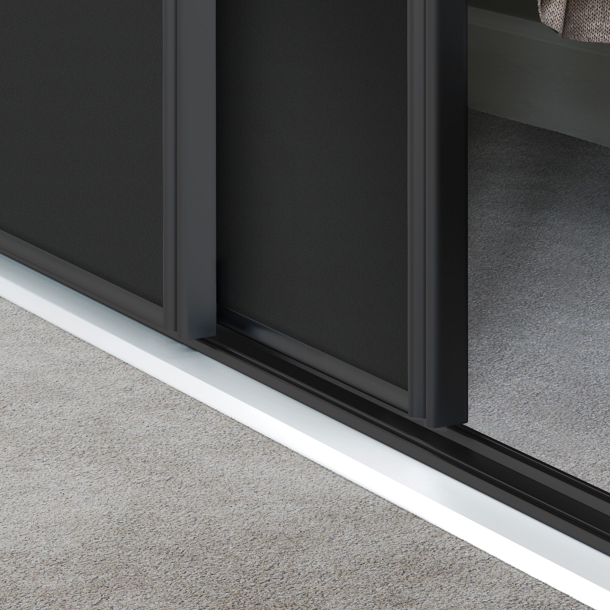 Spacepro Full length Matt Classic Black frame Single panel Sliding wardrobe door, (H)2220mm (W) 762mm
