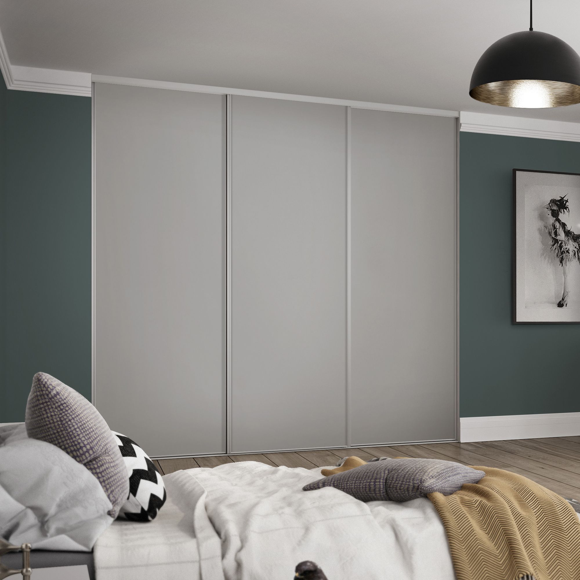 Spacepro Full length Matt Classic Dove Grey frame Single panel Sliding wardrobe door, (H)2220mm (W) 914mm