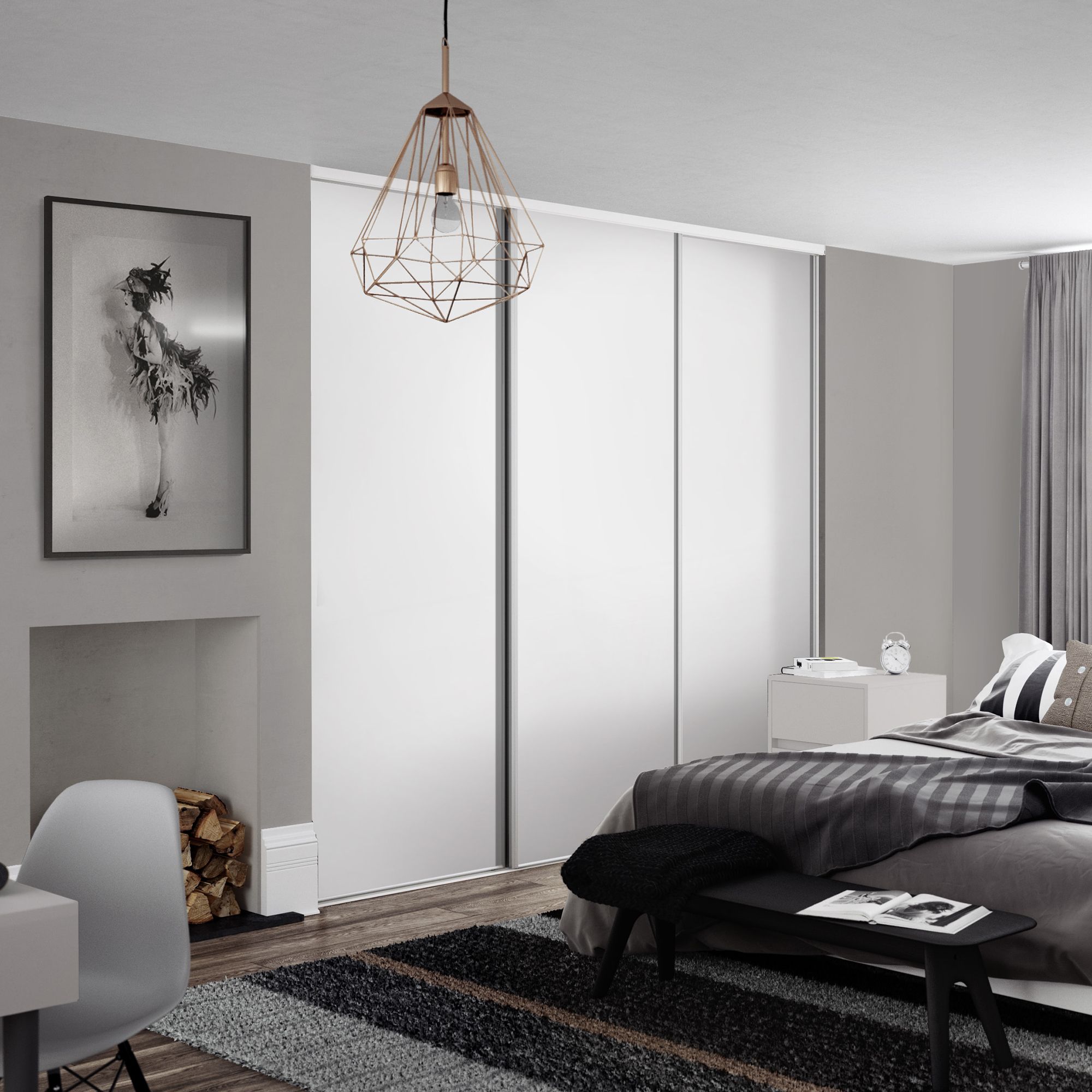 Spacepro Full length Matt Classic White frame Single panel Sliding wardrobe door, (H)2220mm (W) 762mm