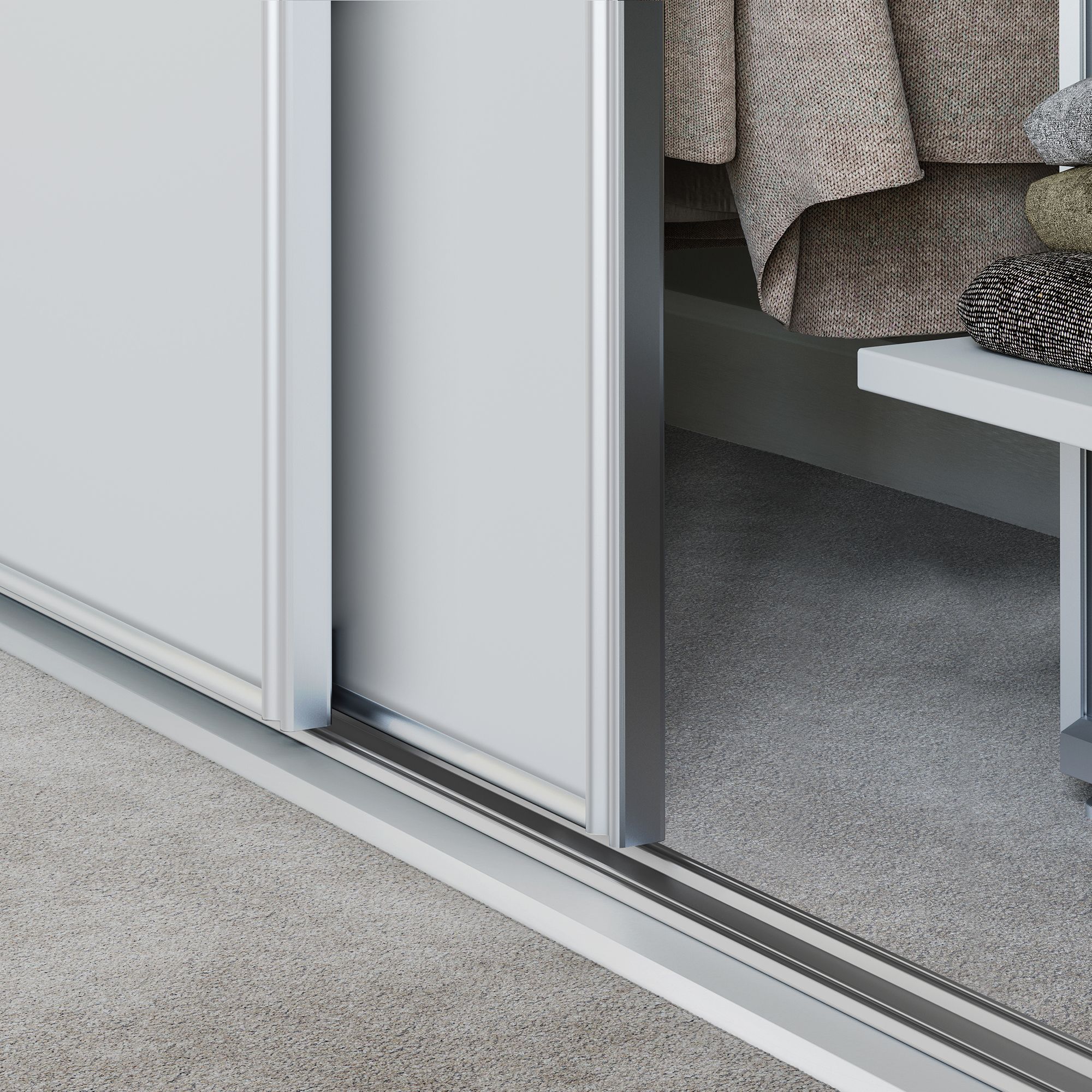 Spacepro Full length Matt Classic White frame Single panel Sliding wardrobe door, (H)2220mm (W) 762mm