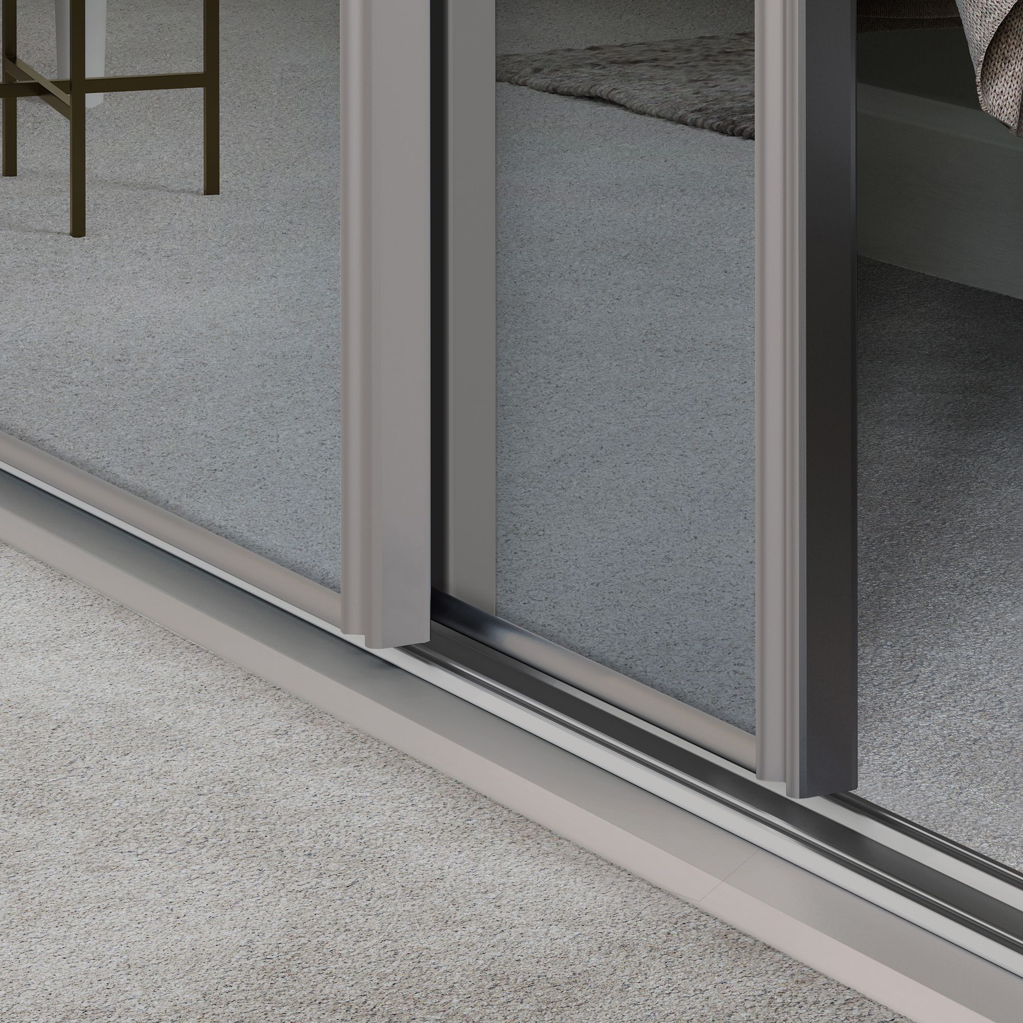 Spacepro Full length Mirrored Classic Cashmere frame Single panel Sliding wardrobe door, (H)2220mm (W) 762mm