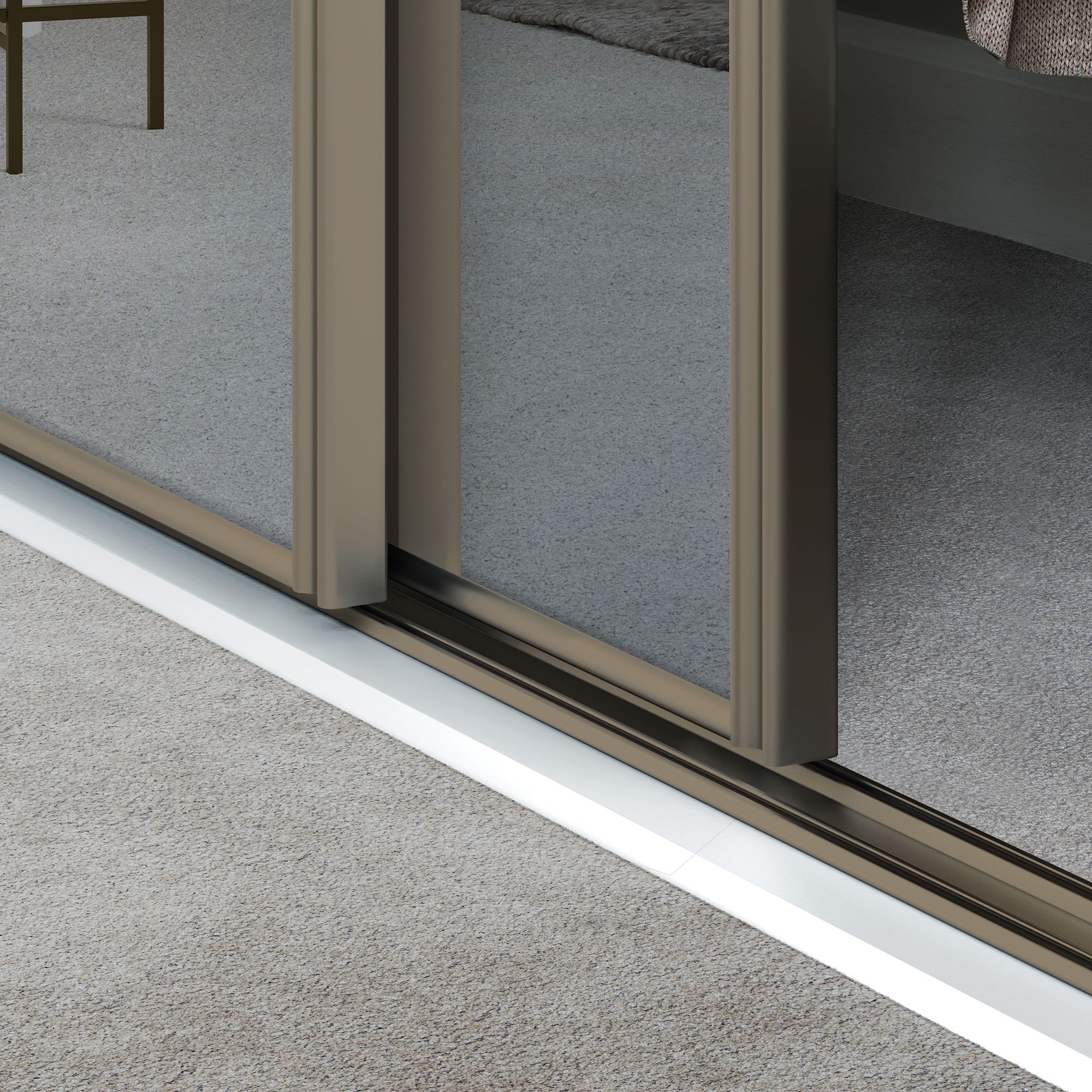 Spacepro Full length Mirrored Classic Nickel frame Single panel Sliding wardrobe door, (H)2220mm (W) 610mm