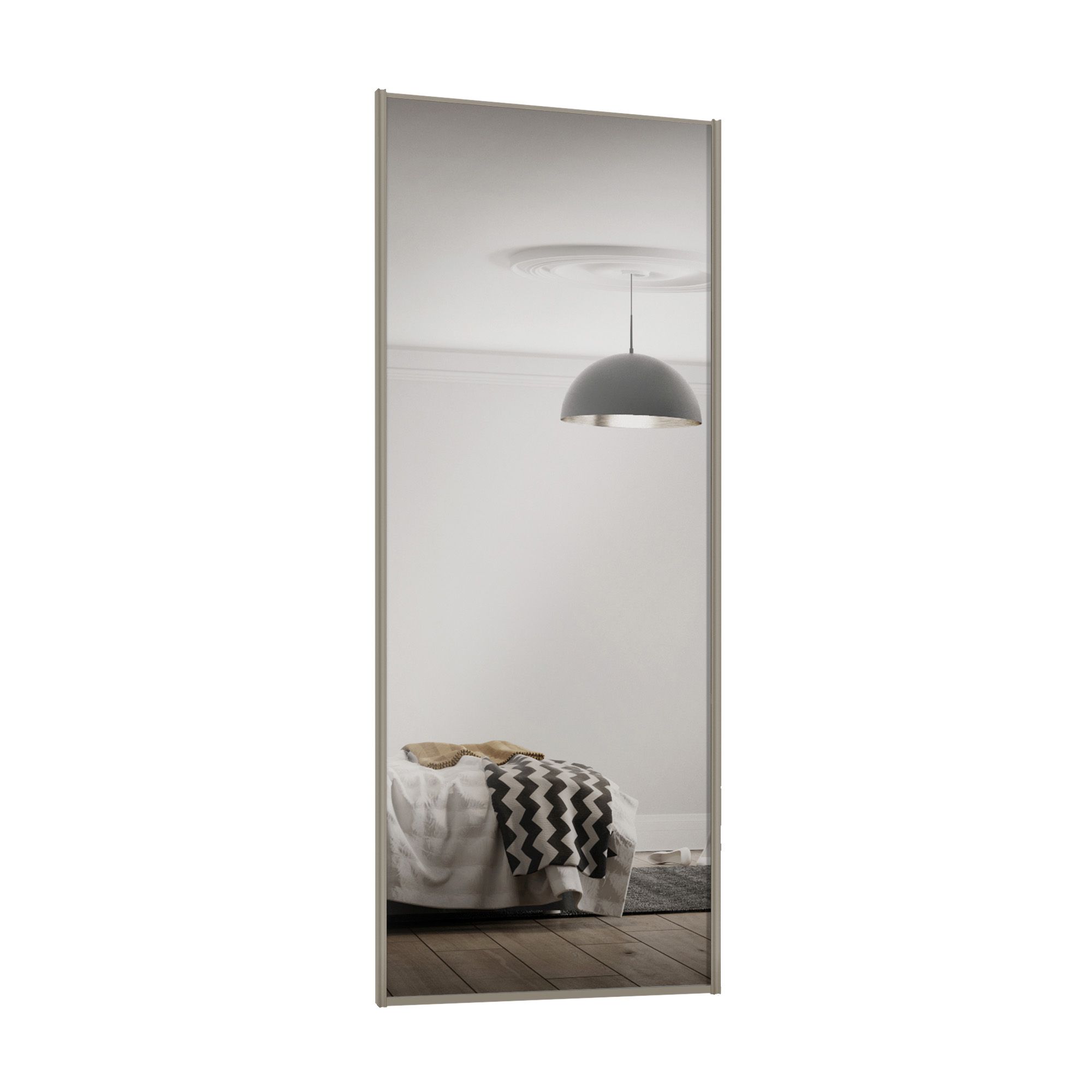 Spacepro Full length Mirrored Classic Pebble frame Single panel Sliding wardrobe door, (H)2220mm (W) 762mm