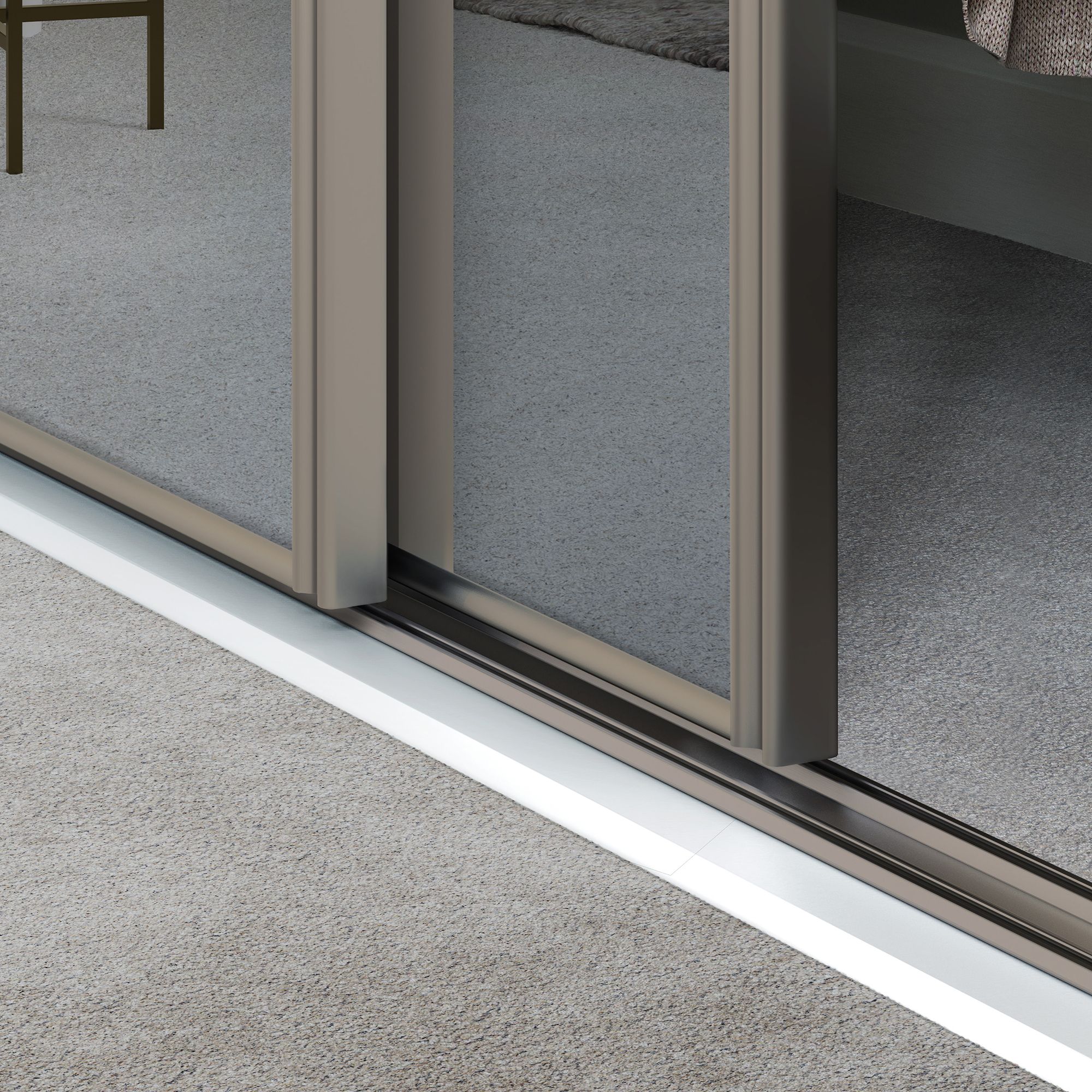 Spacepro Full length Mirrored Classic Pebble frame Single panel Sliding wardrobe door, (H)2220mm (W) 914mm
